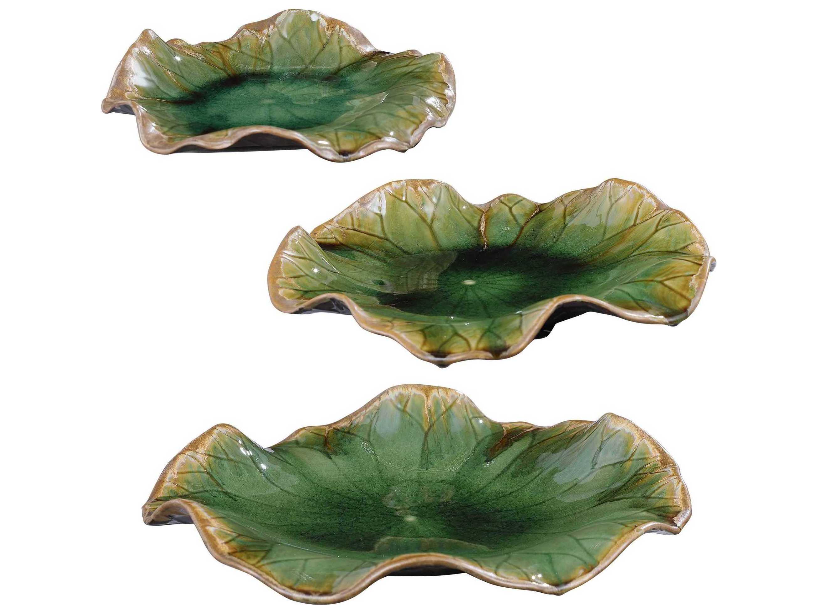 Uttermost Abella Green Ceramic Wall Decor Set of 3