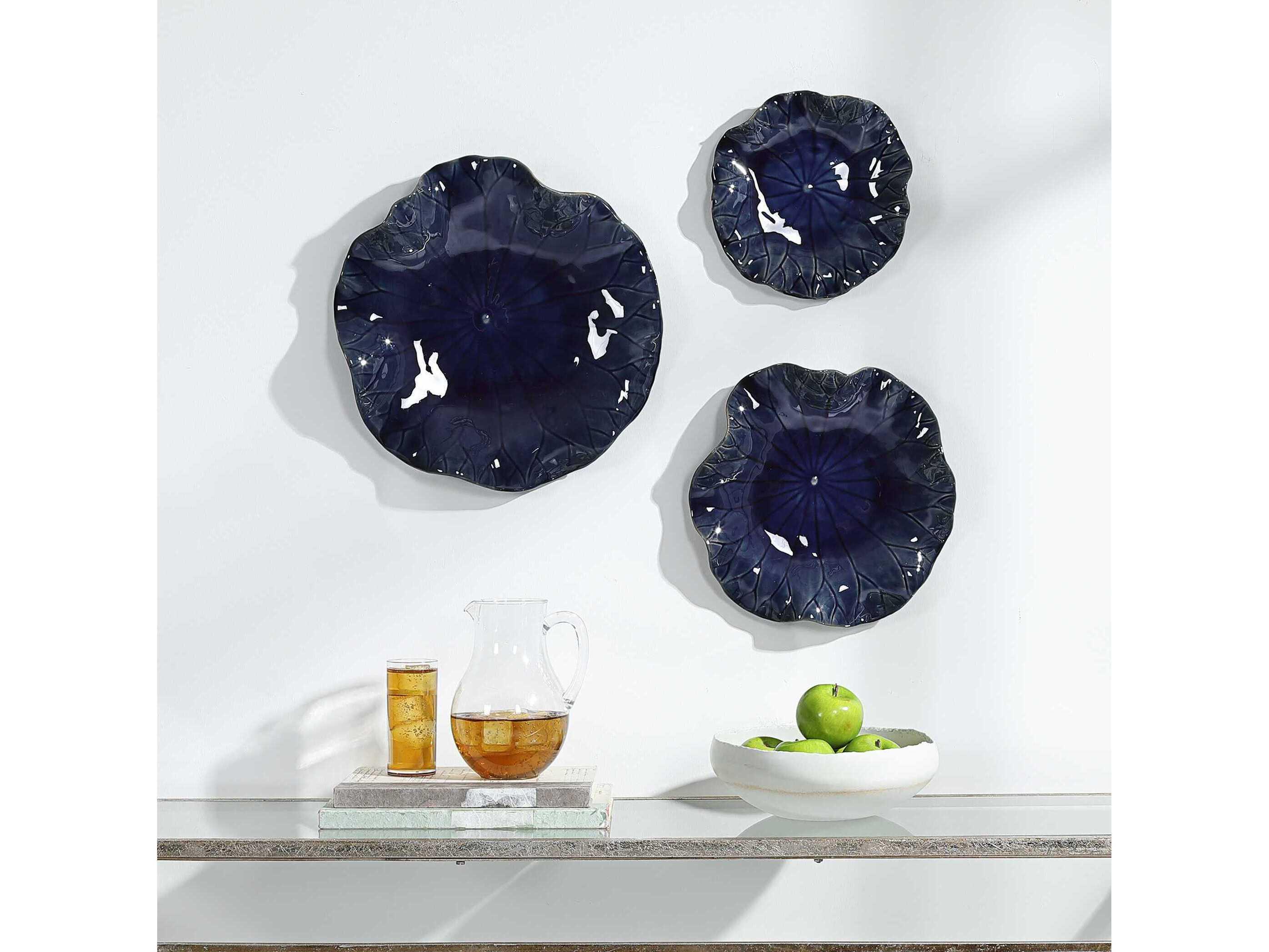 Uttermost Abella Cobalt Blue Ceramic Wall Decor Set of 3