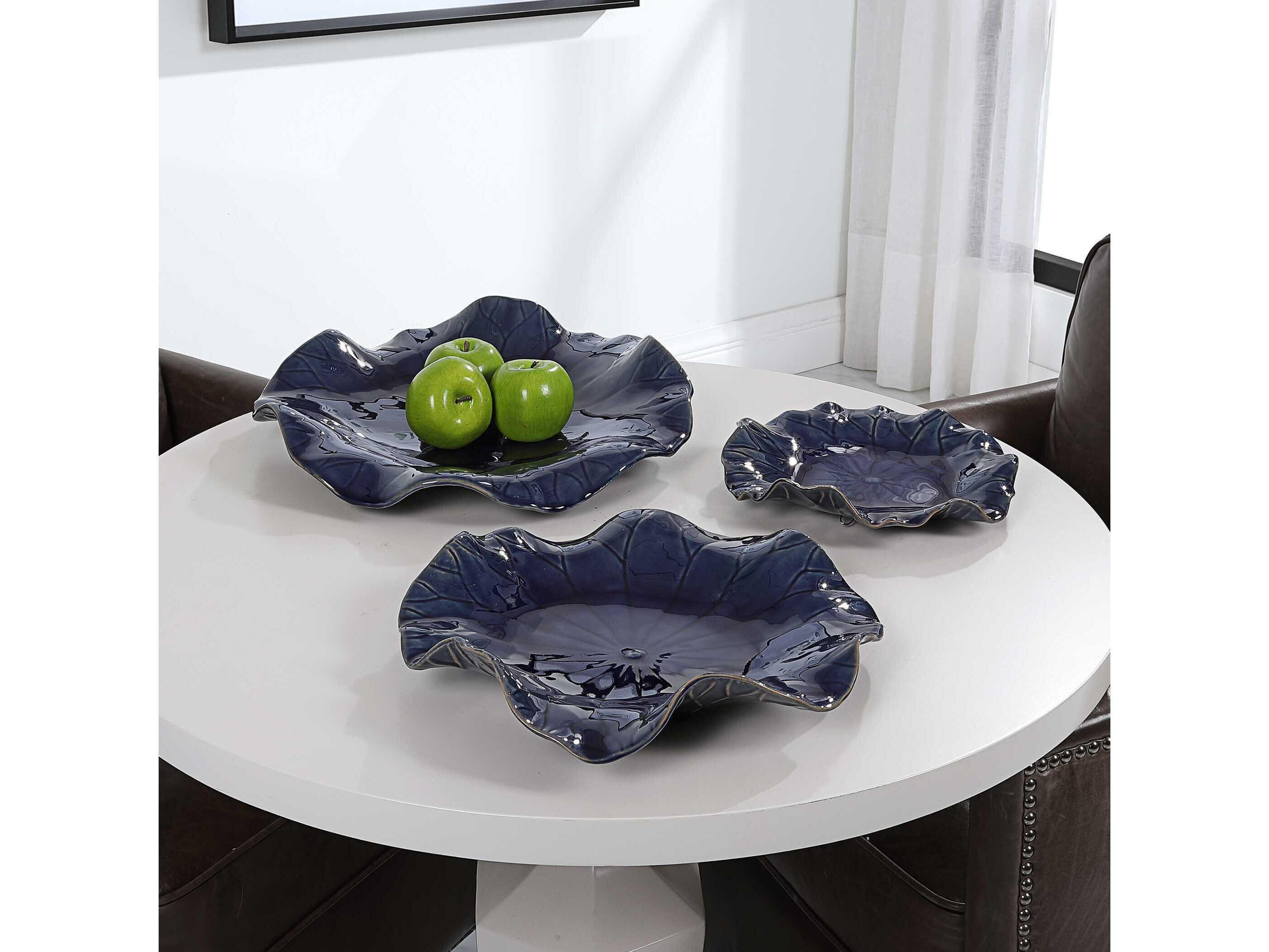 Uttermost Abella Cobalt Blue Ceramic Wall Decor Set of 3
