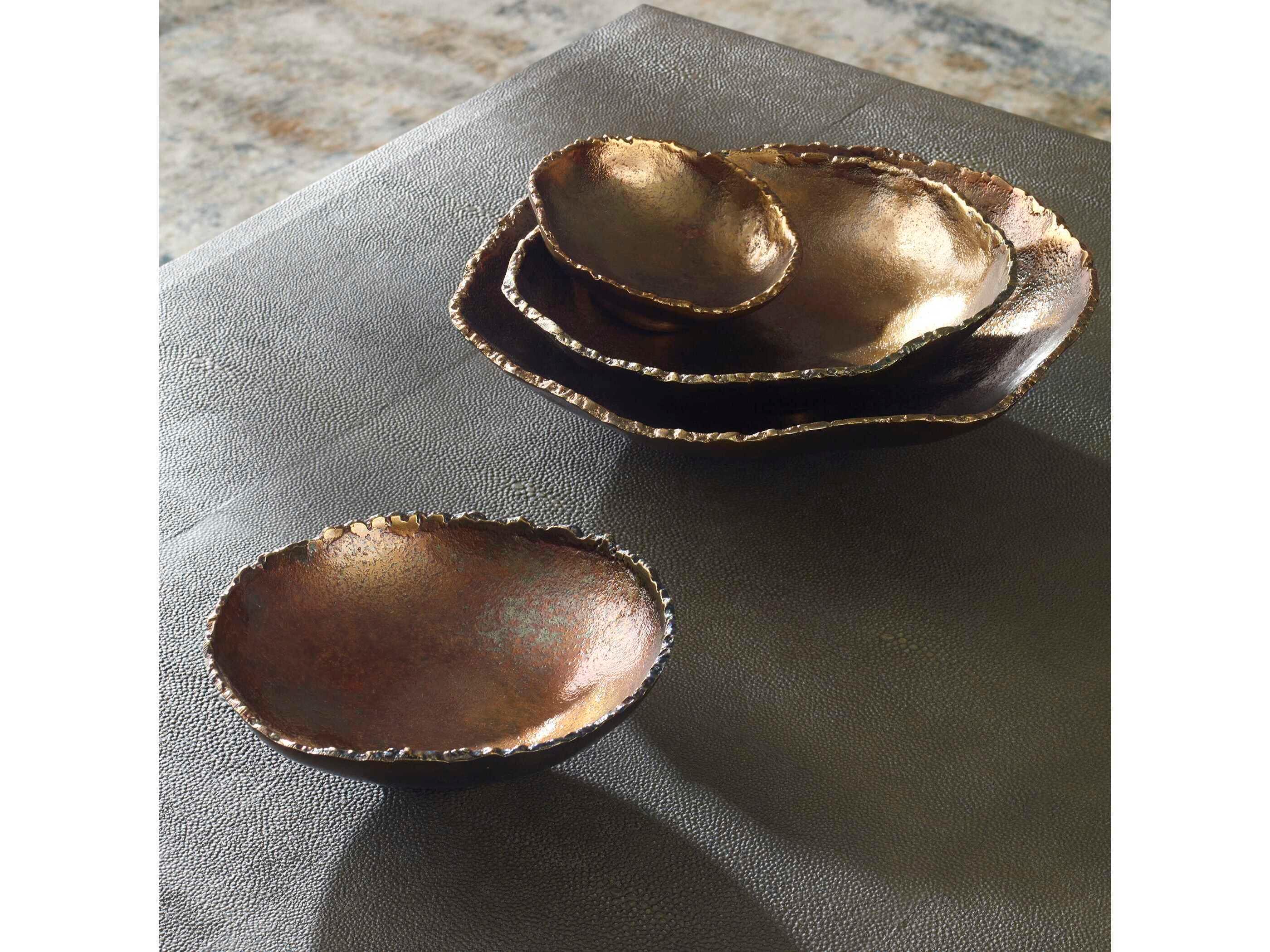 Uttermost Lucky Coins Vintage Brass Metal Wall Bowls Set of 4