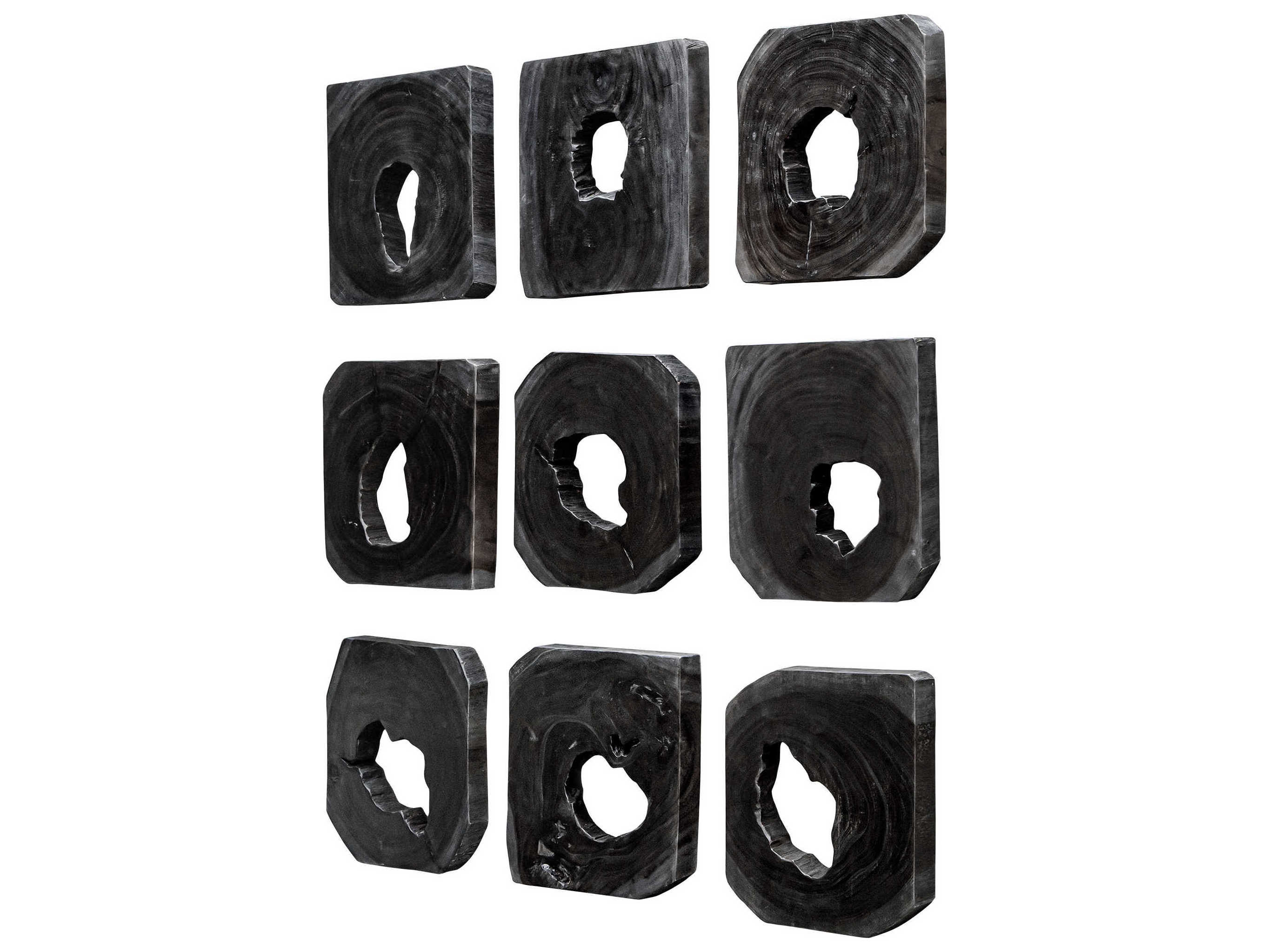 Uttermost Bahati Ebony Stain Wood Wall Art Set of 9