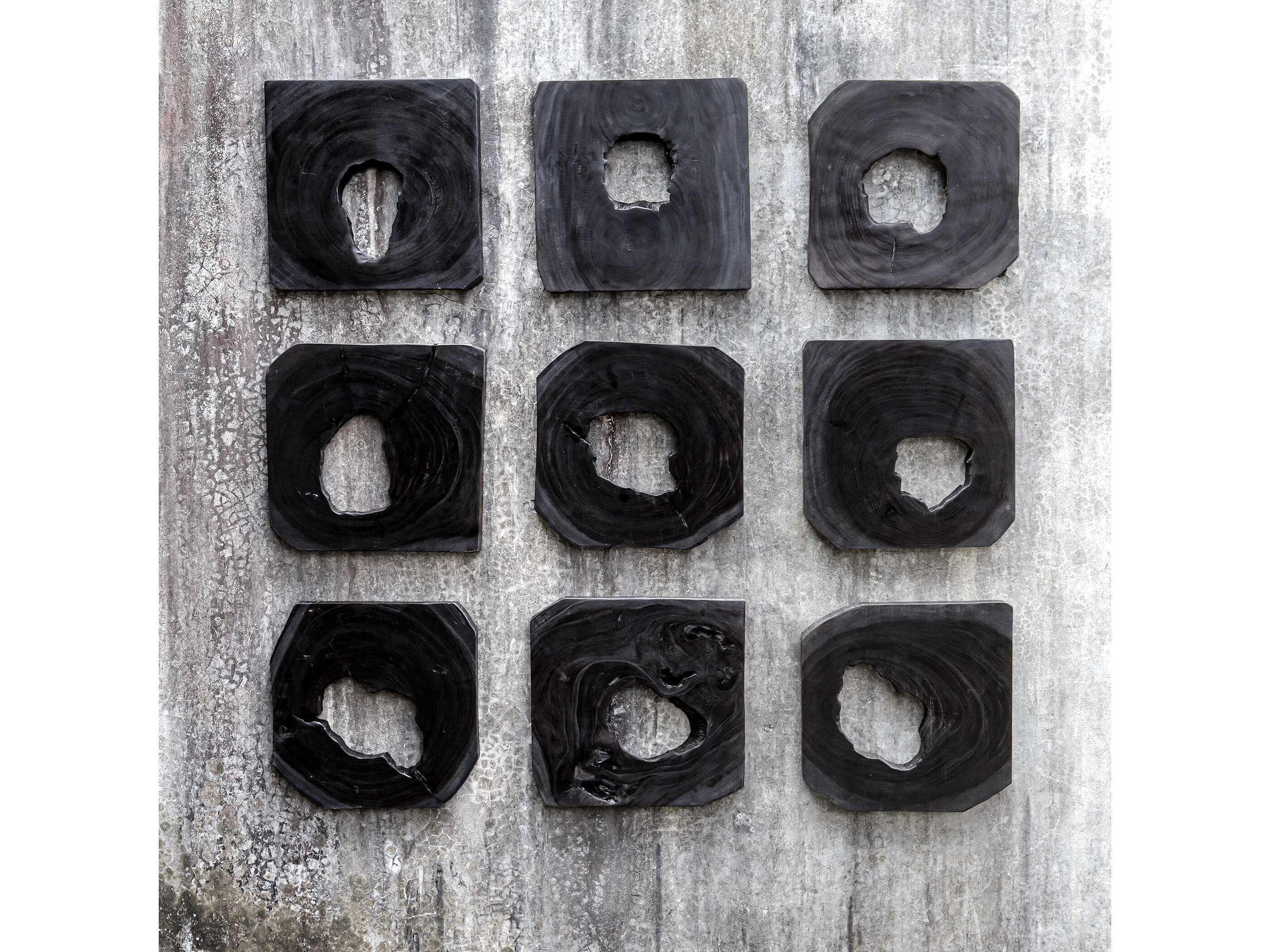 Uttermost Bahati Ebony Stain Wood Wall Art Set of 9
