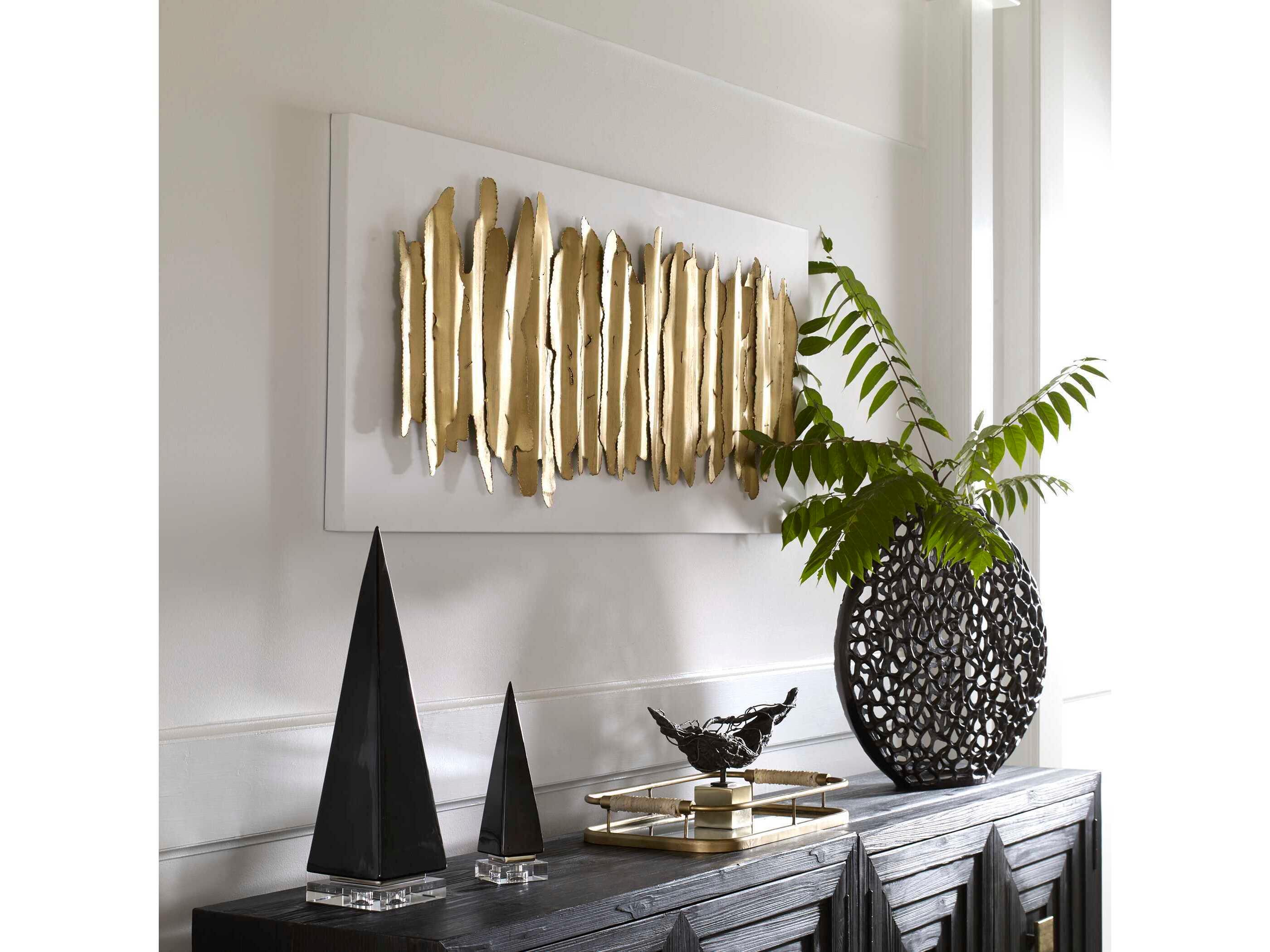 Uttermost Lev Antique Gold Leaf / Matte White Metal Wall Decor