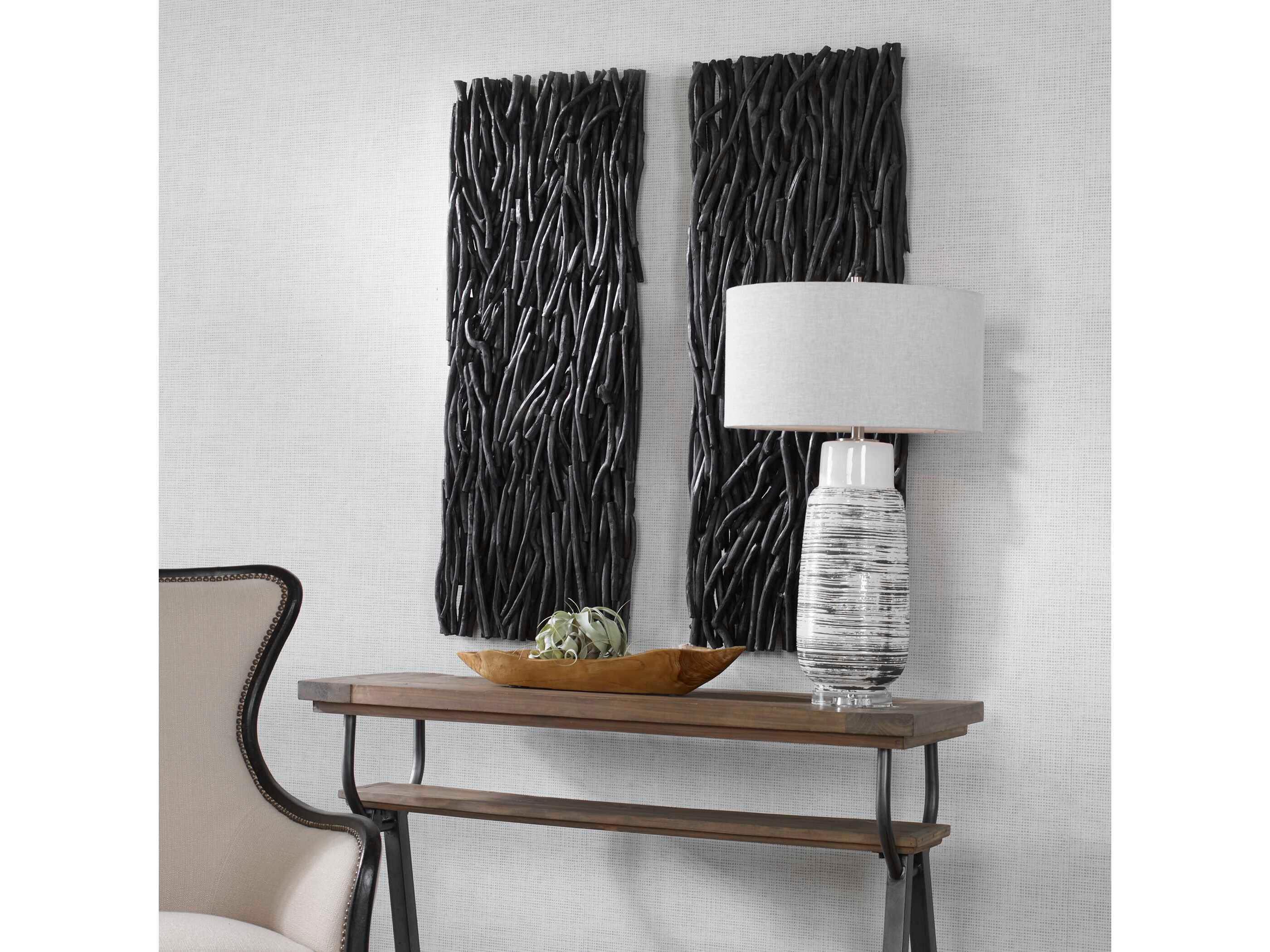 Uttermost Gathered Teak Black Wood Wall Decor