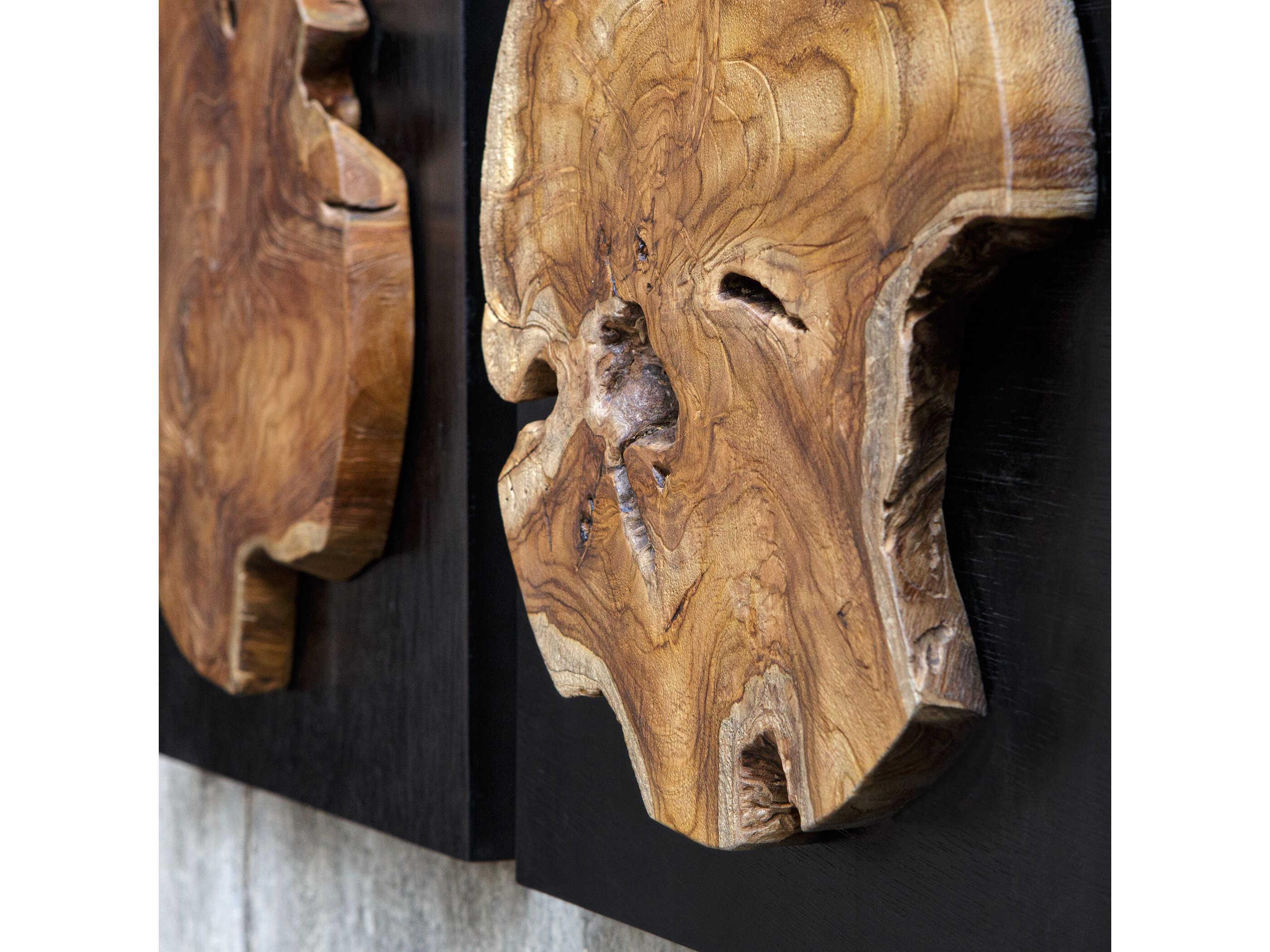 Uttermost Kolini Natural Teak Wood Wall Art Set of 3