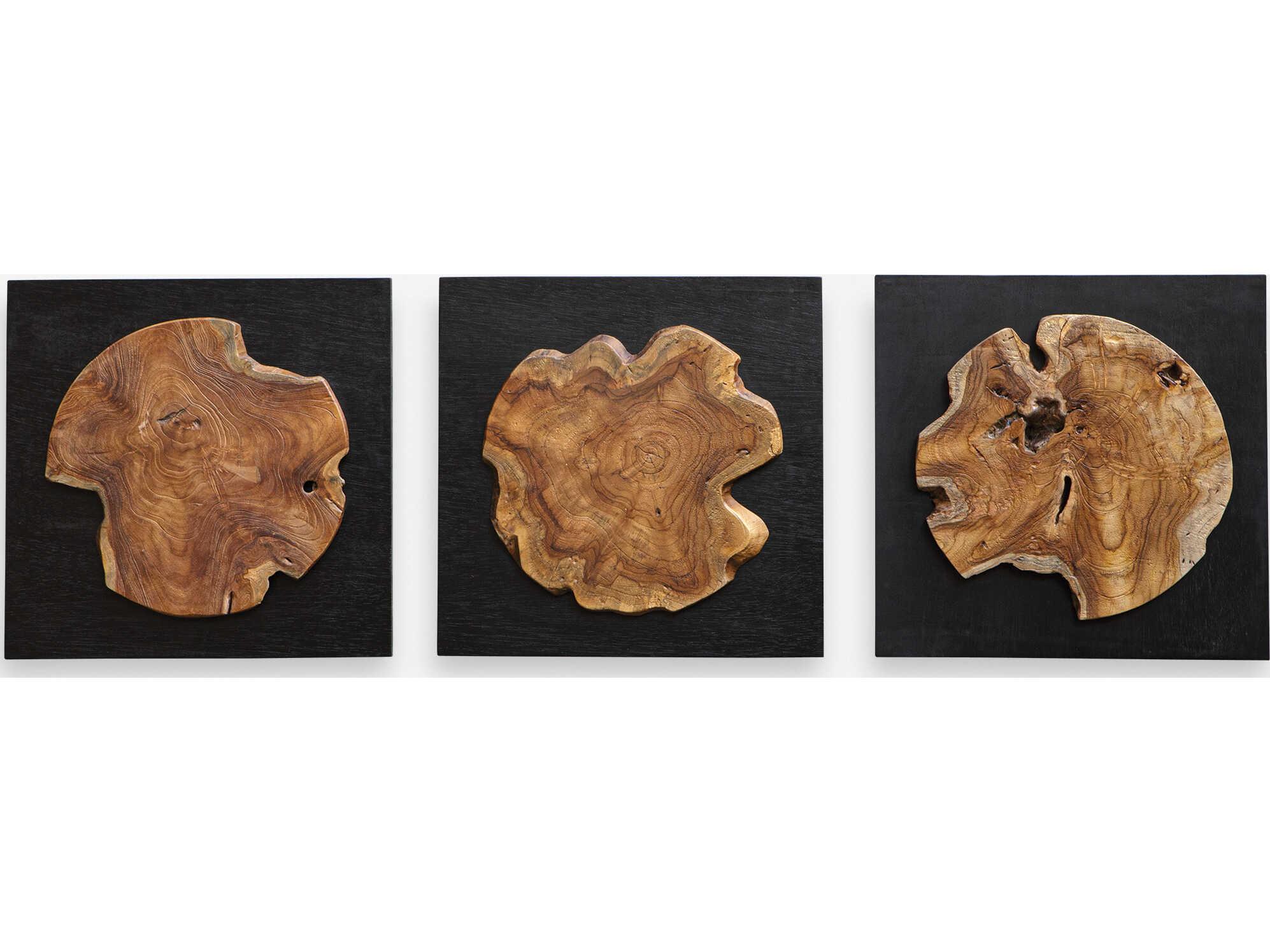 Uttermost Kolini Natural Teak Wood Wall Art Set of 3