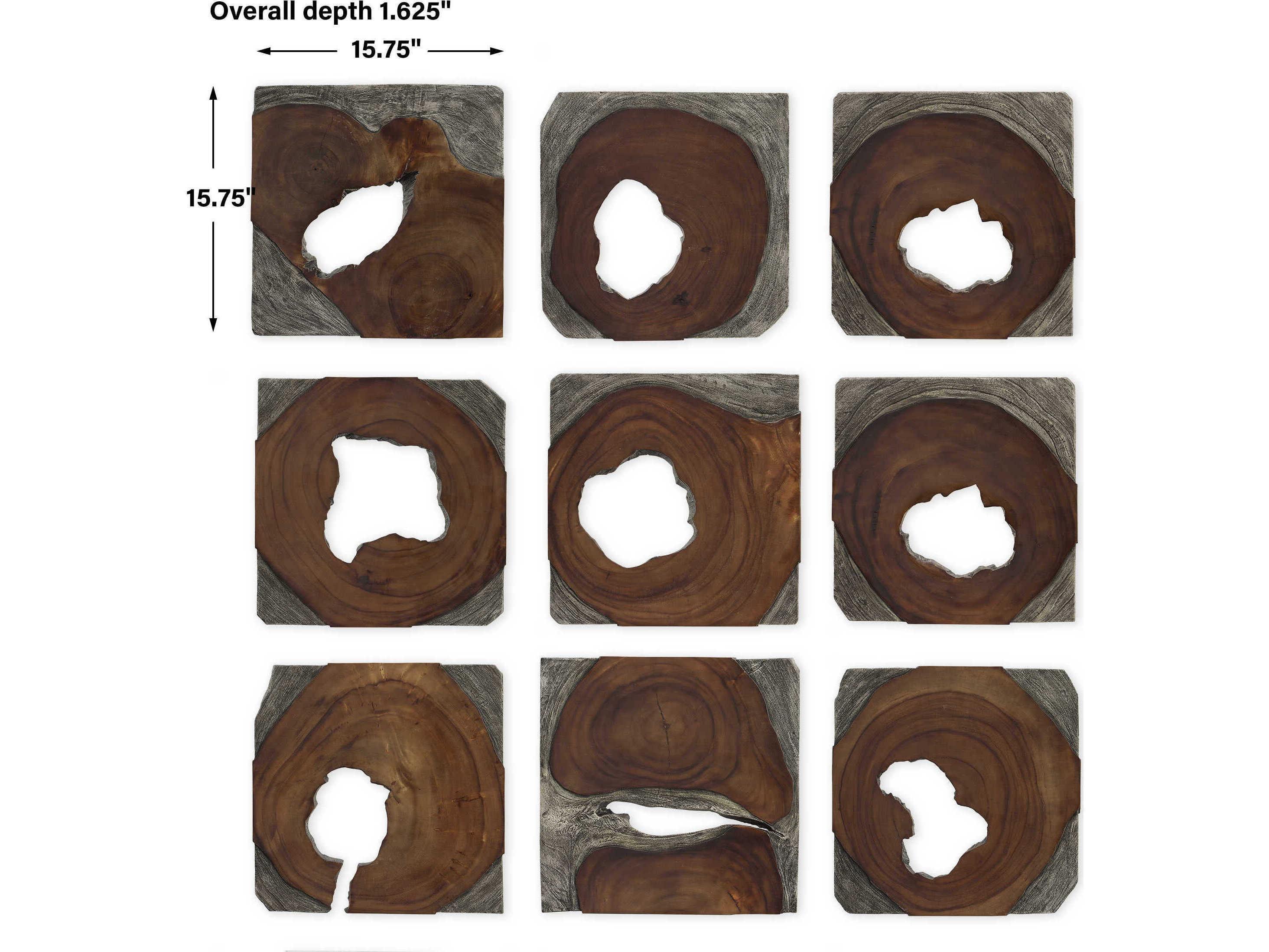 Uttermost Jungle Wood Wall Art Set of 9