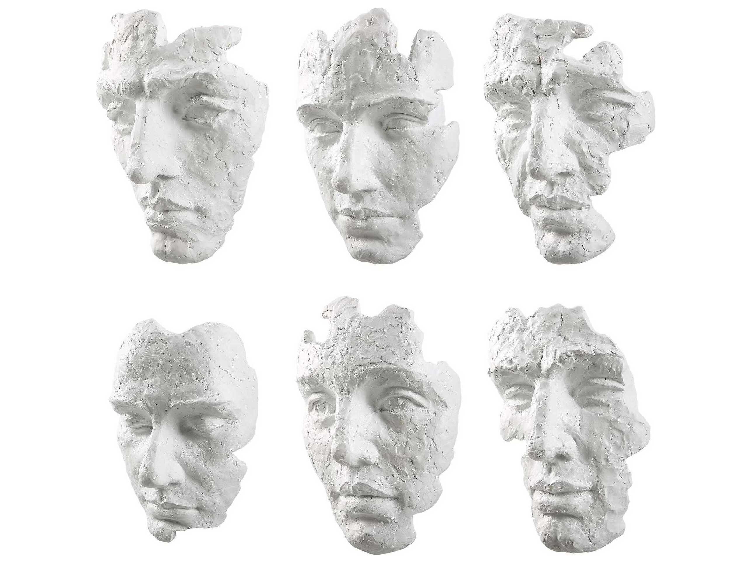 Uttermost Self-Portrait White Mask Wall Decor Set of 6