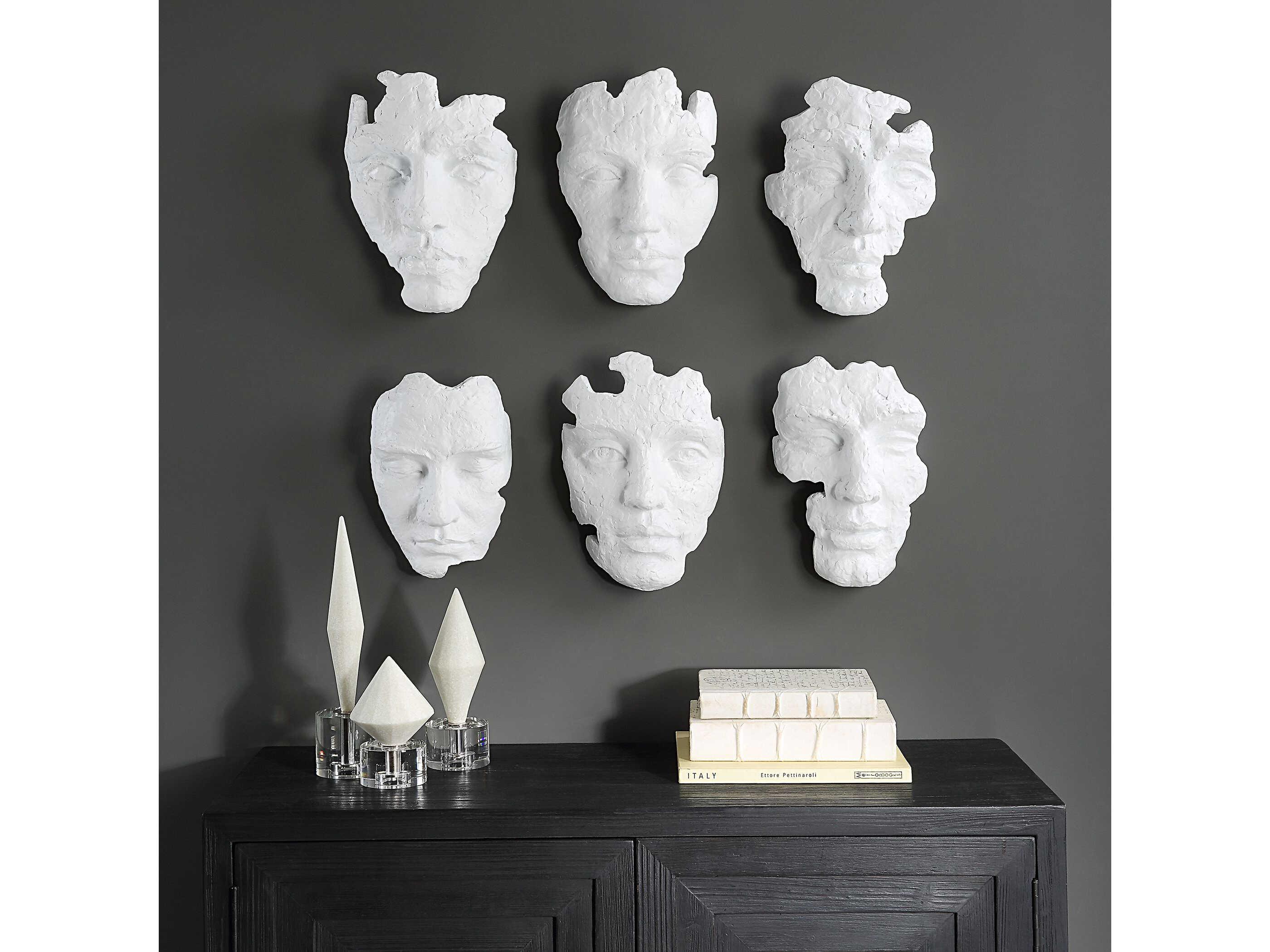 Uttermost Self-Portrait White Mask Wall Decor Set of 6