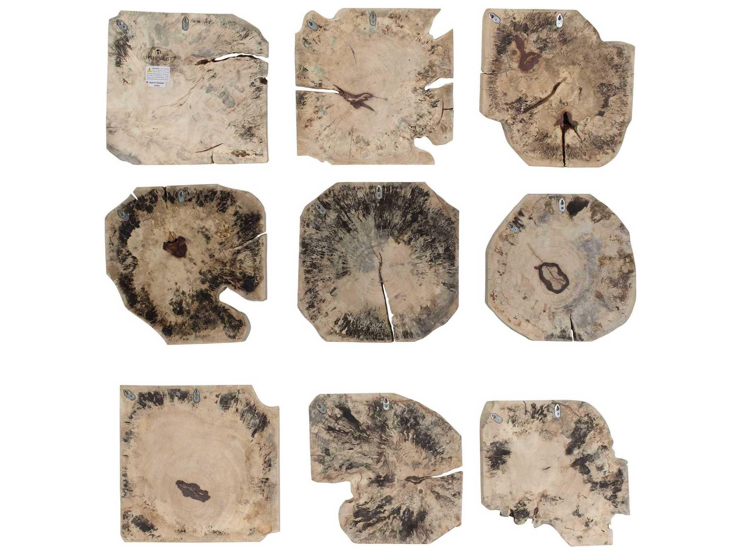 Uttermost Bahati Wood Bleached Wall Decor Set of 9