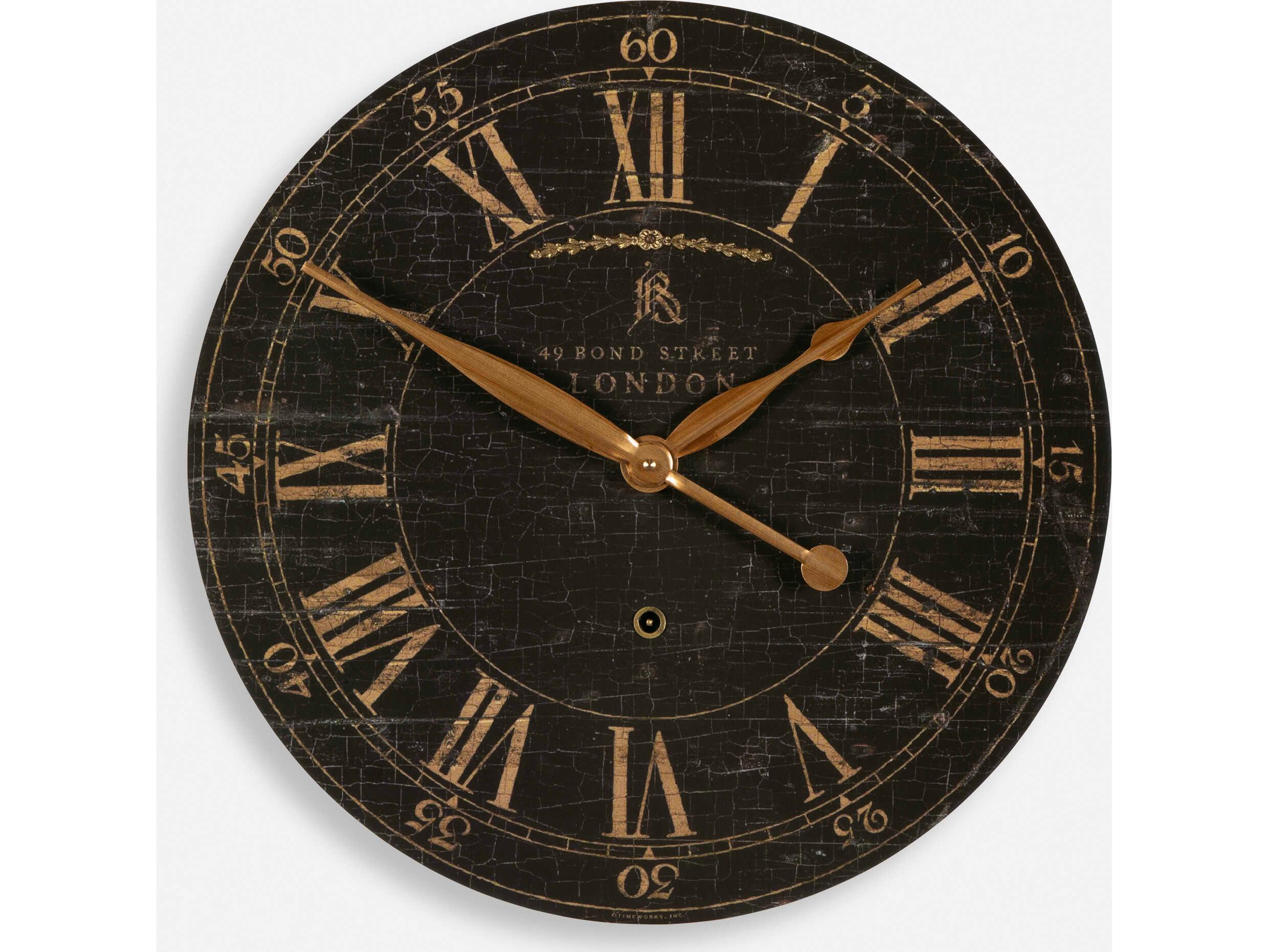 Uttermost Bond Street 18" Black Wall Clock