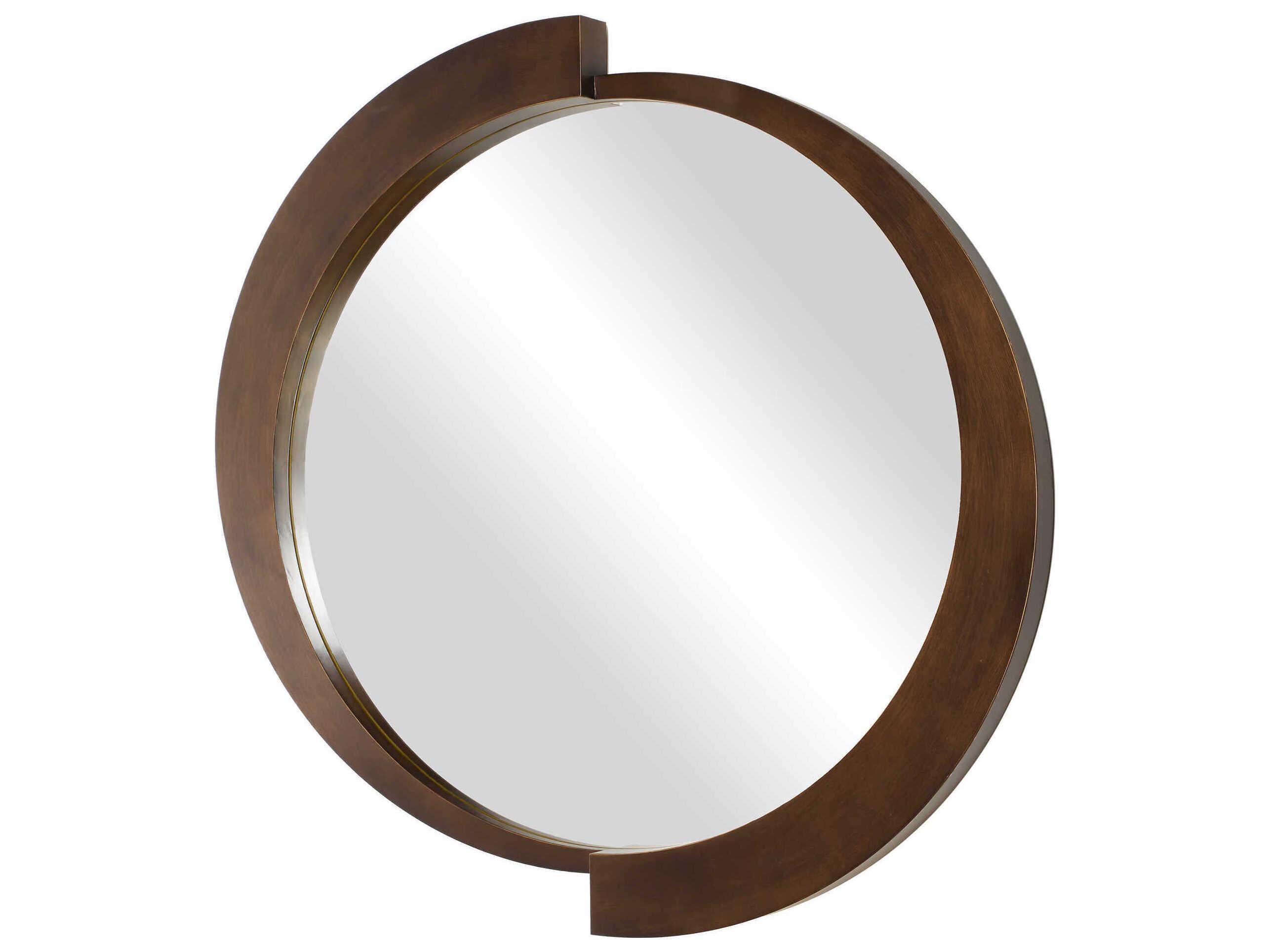 Uttermost Reverse Brushed Bronze Champagne Round Wall Mirror
