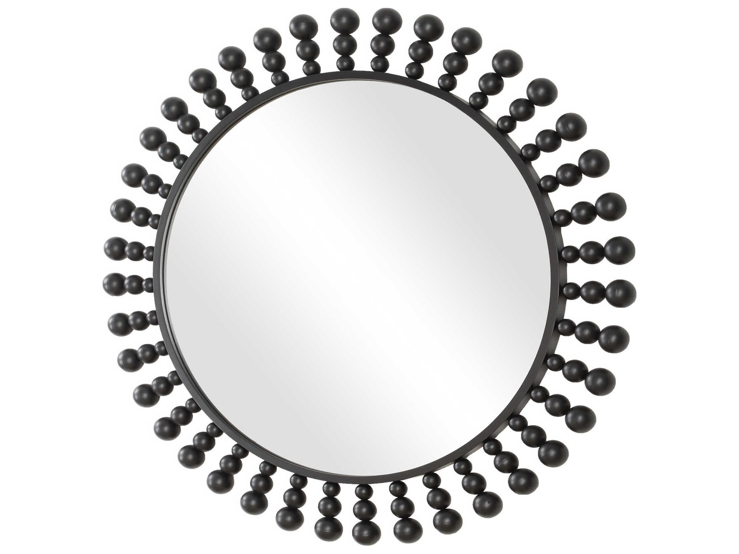 Uttermost Aziel Satin Black Round Wall Mirror