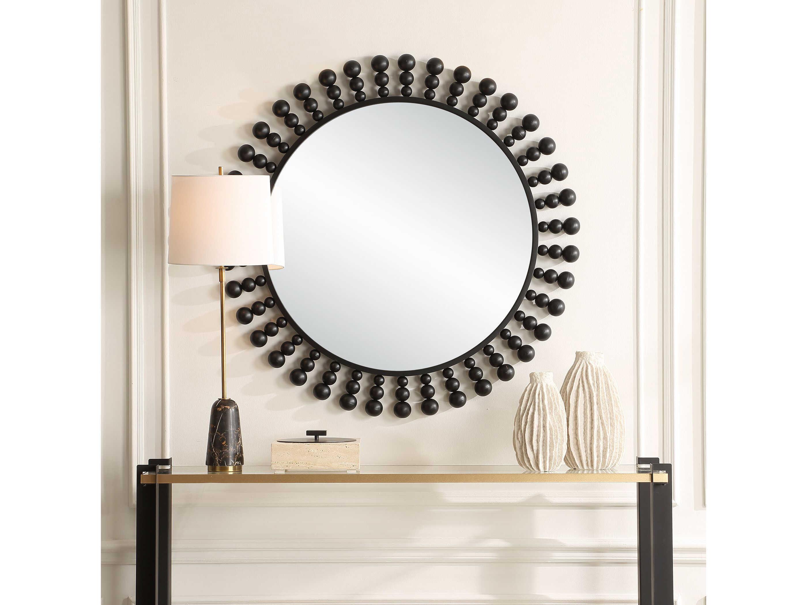 Uttermost Aziel Satin Black Round Wall Mirror