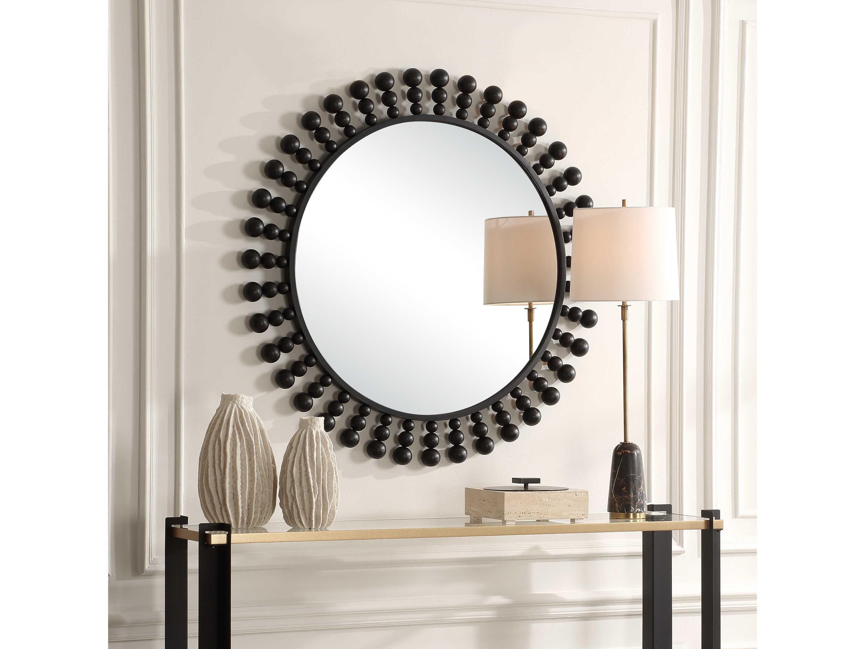 Uttermost Aziel Satin Black Round Wall Mirror