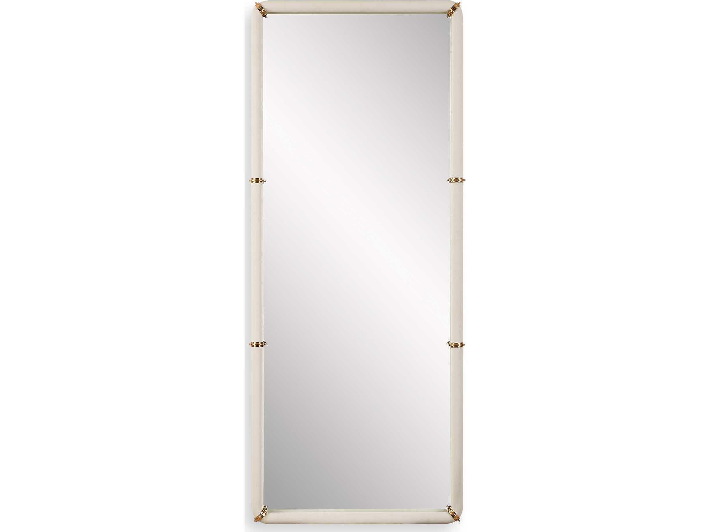 Uttermost Cyprus White Brass Rectangular Wall Mirror
