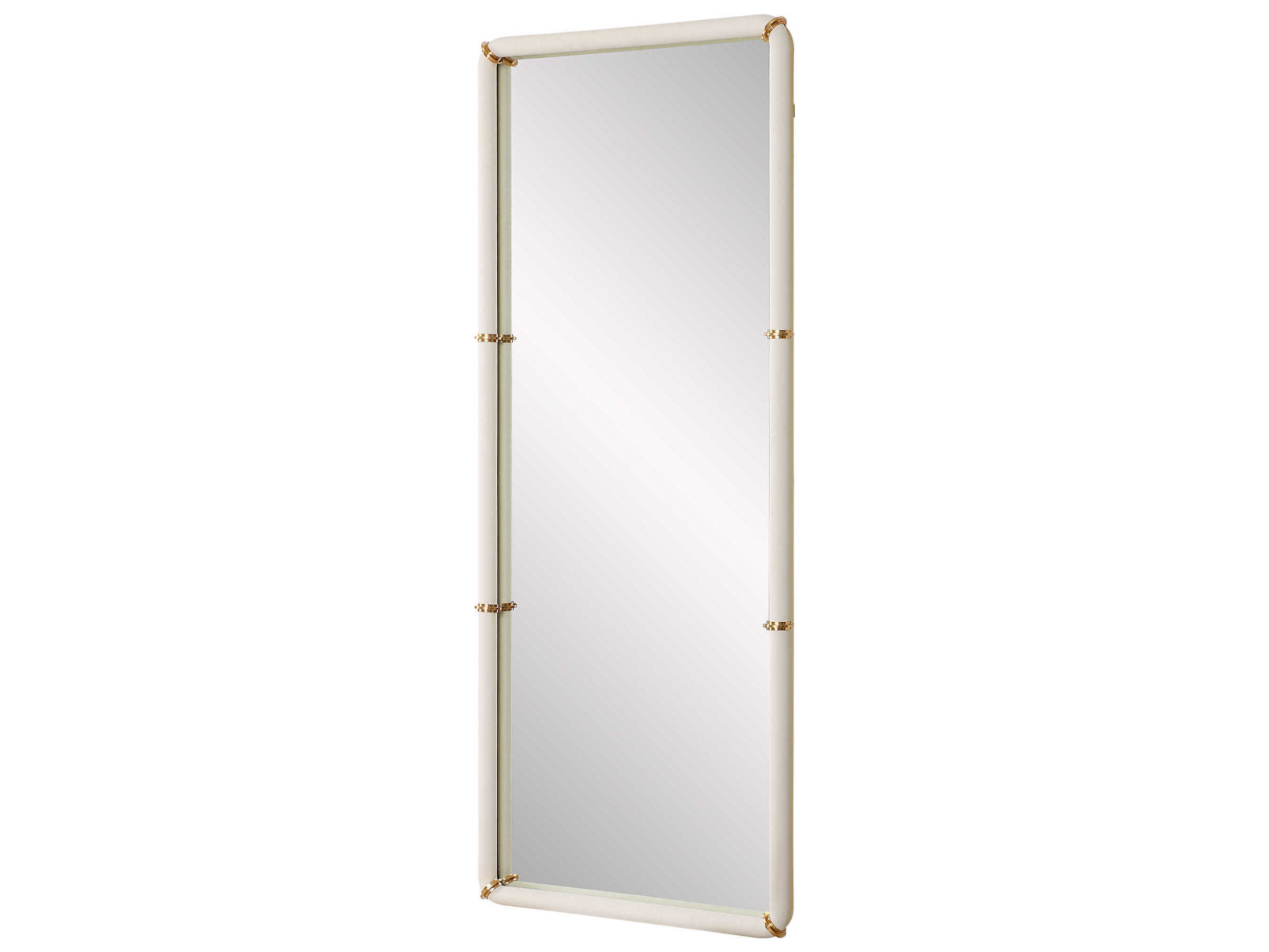 Uttermost Cyprus White Brass Rectangular Wall Mirror