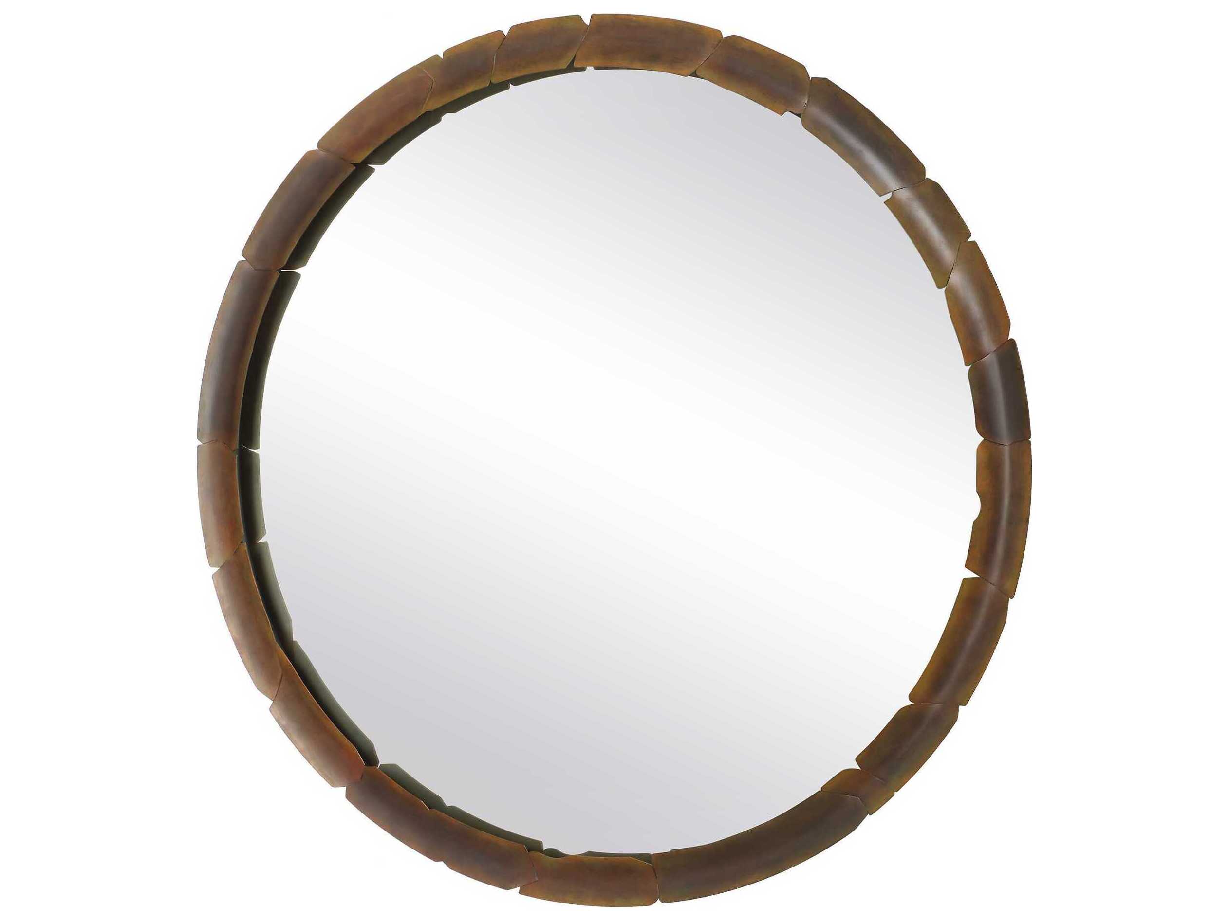 Uttermost Auger Aged Rust Bronze Round Wall Mirror