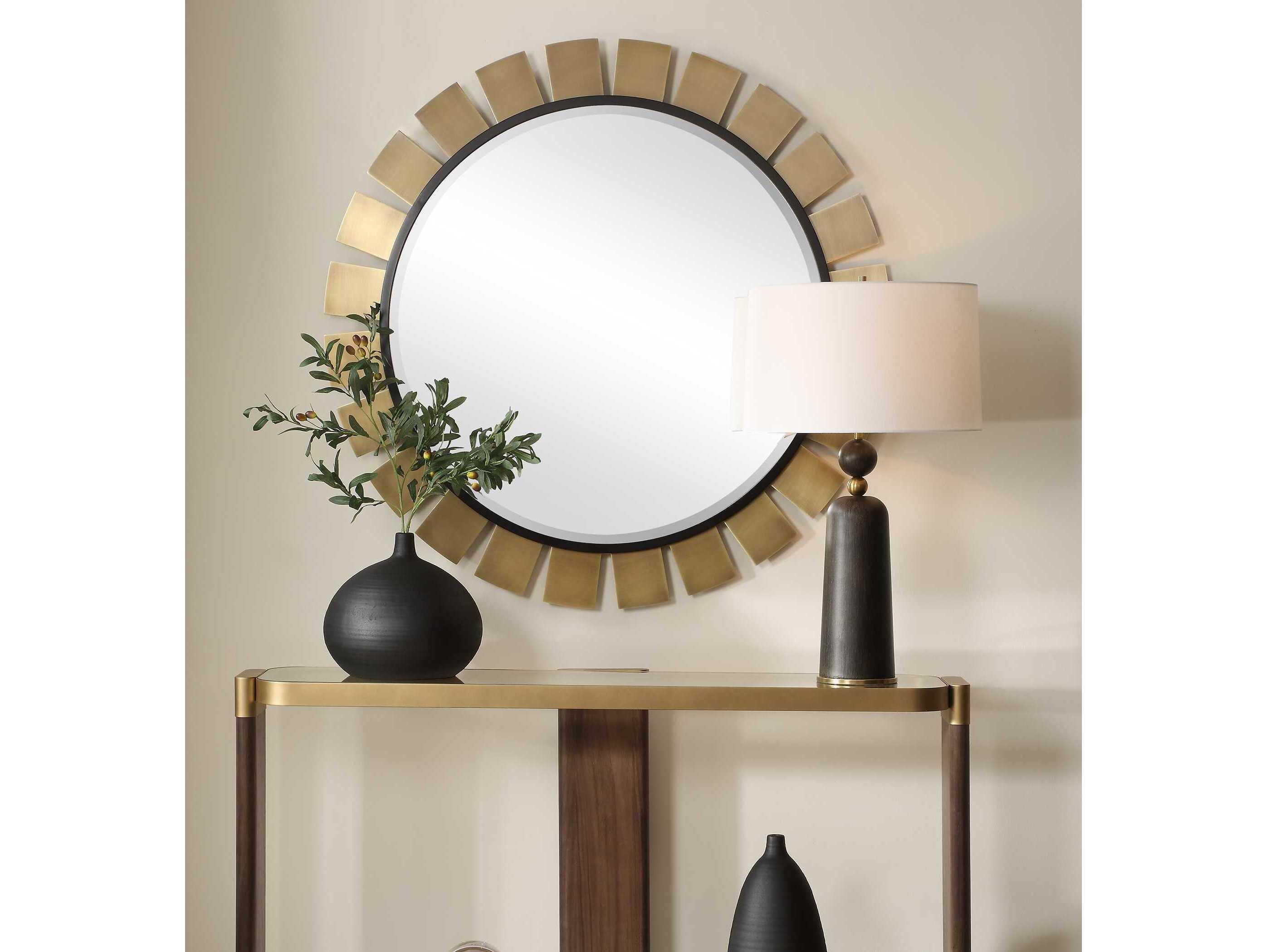 Uttermost Toluca Antique Brass Round Wall Mirror