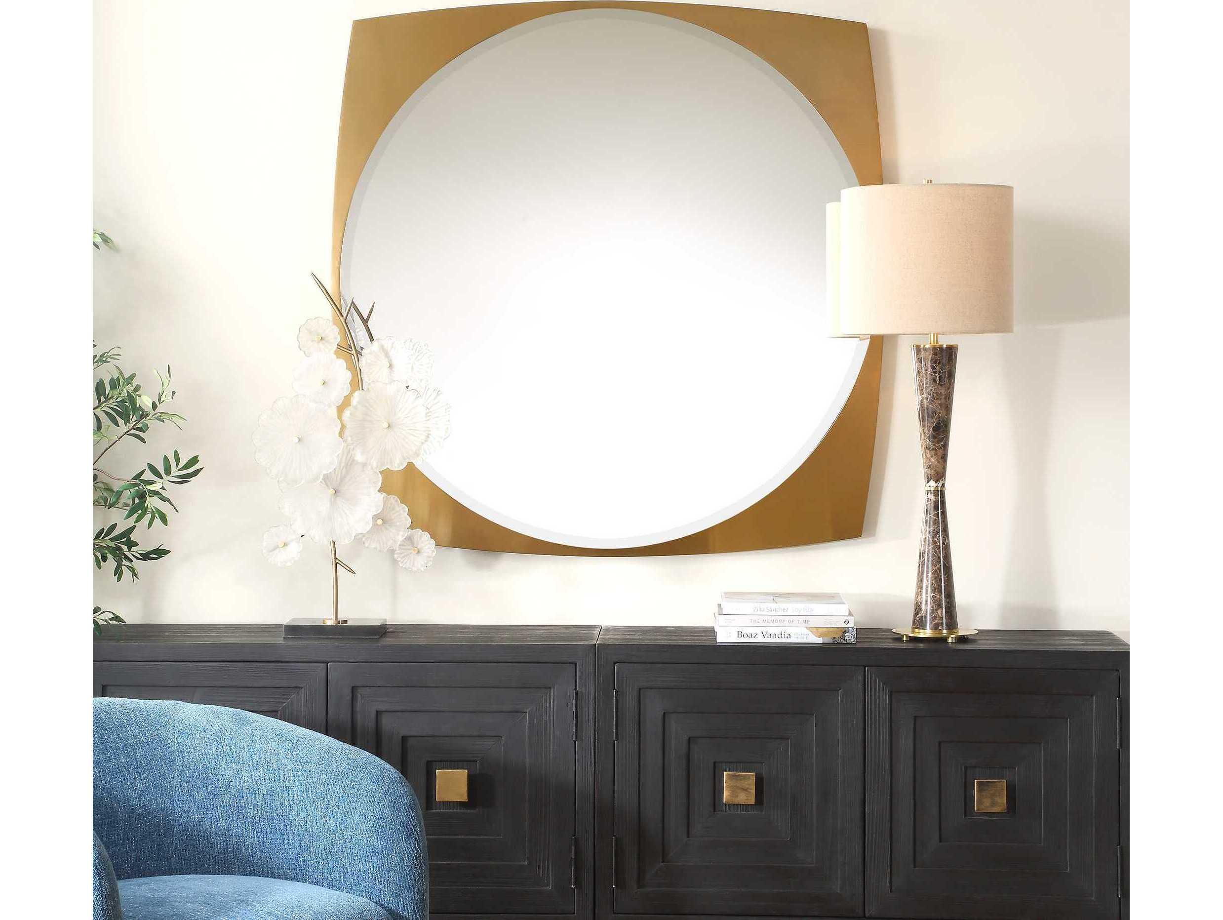 Uttermost Neilia Antique Brass Round Wall Mirror