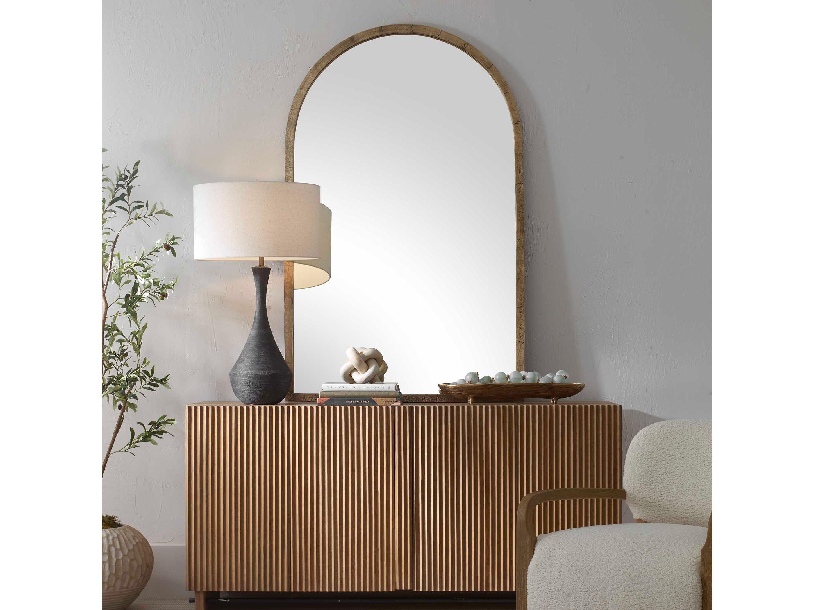 Uttermost Vestry Antique Brass Arch Wall Mirror