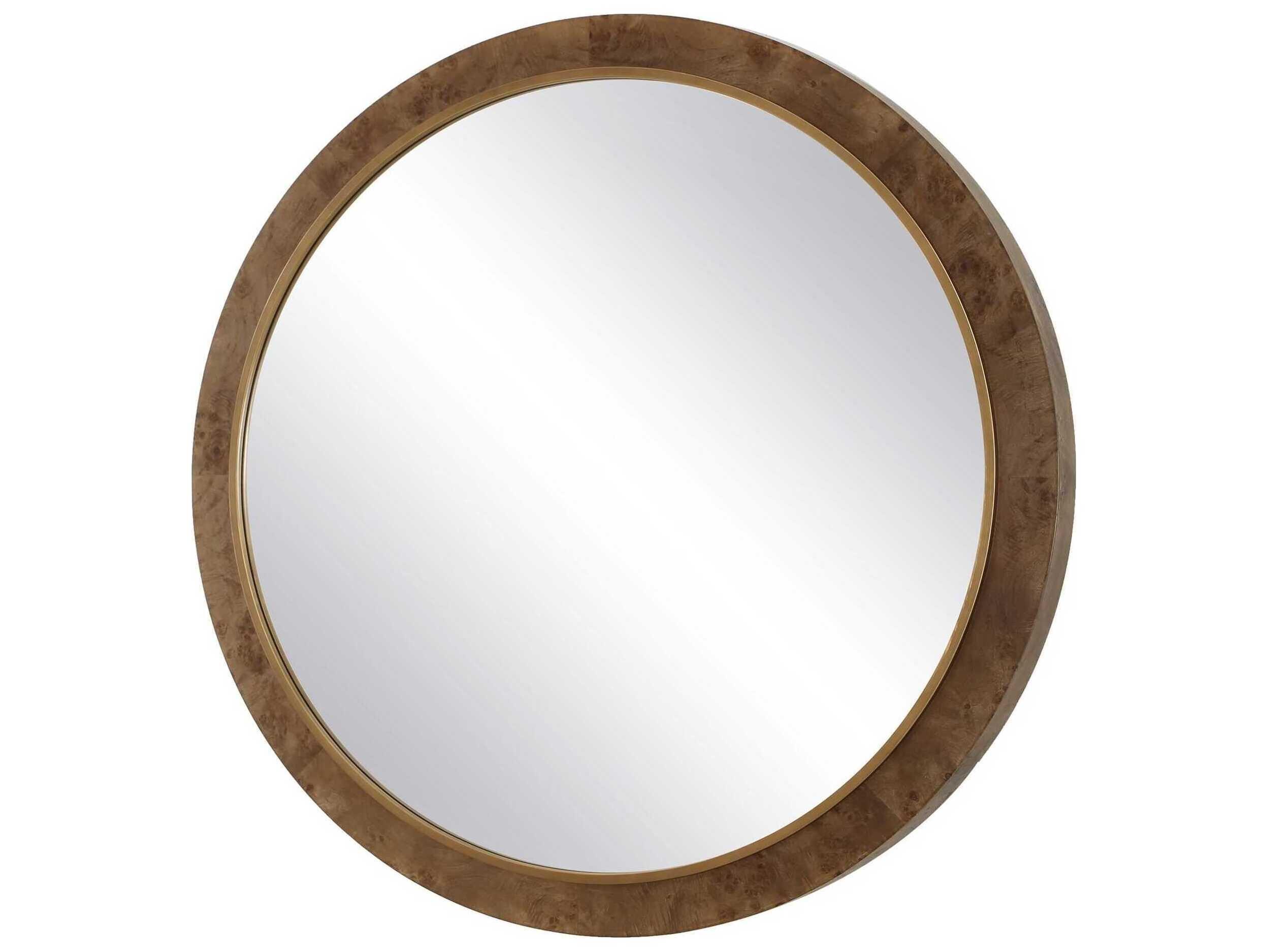 Uttermost Cleveland Natural Antique Gold Round Wall Mirror