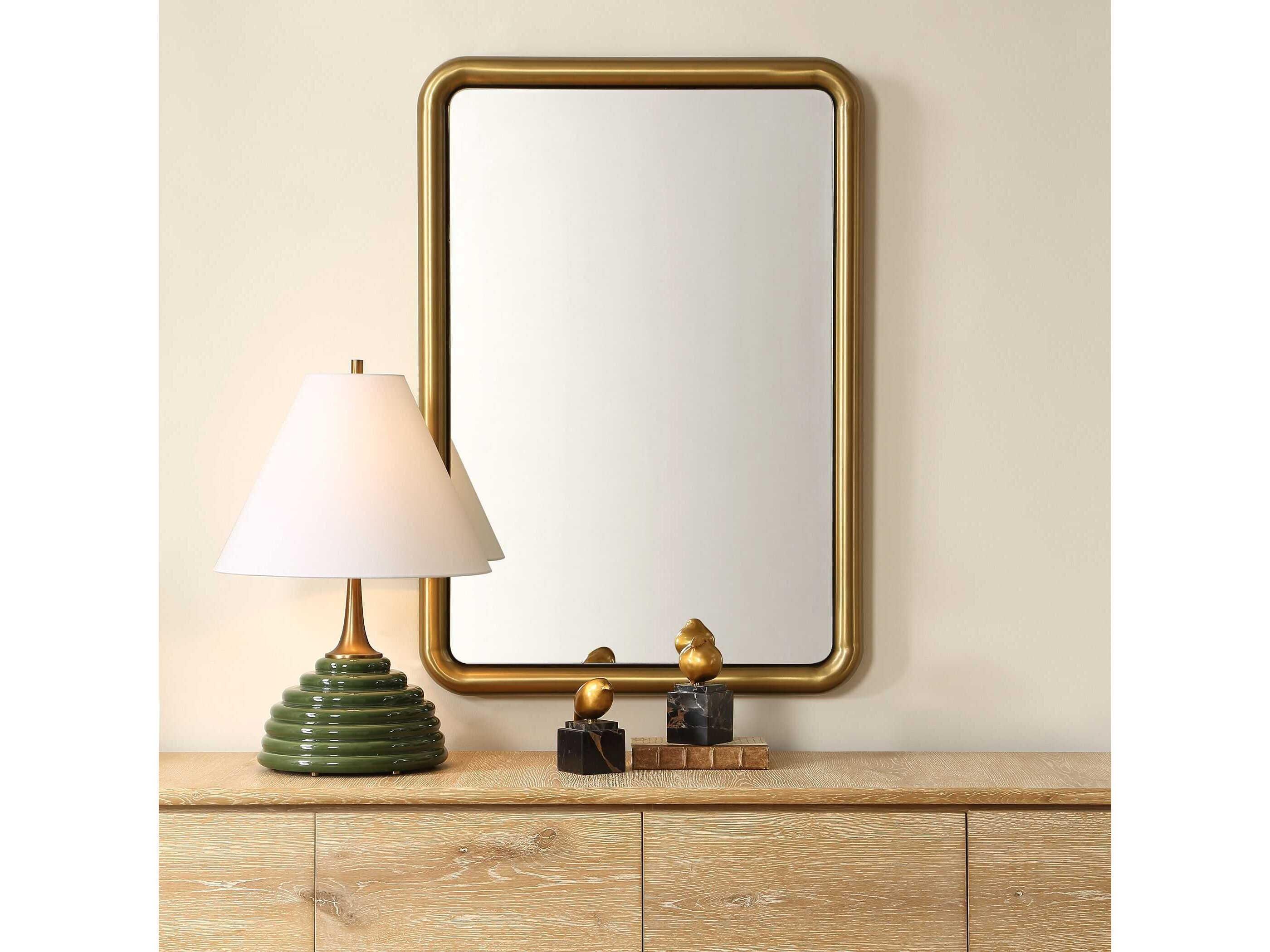 Uttermost Atkinson Plated Antique Brass Rectangular Wall Mirror