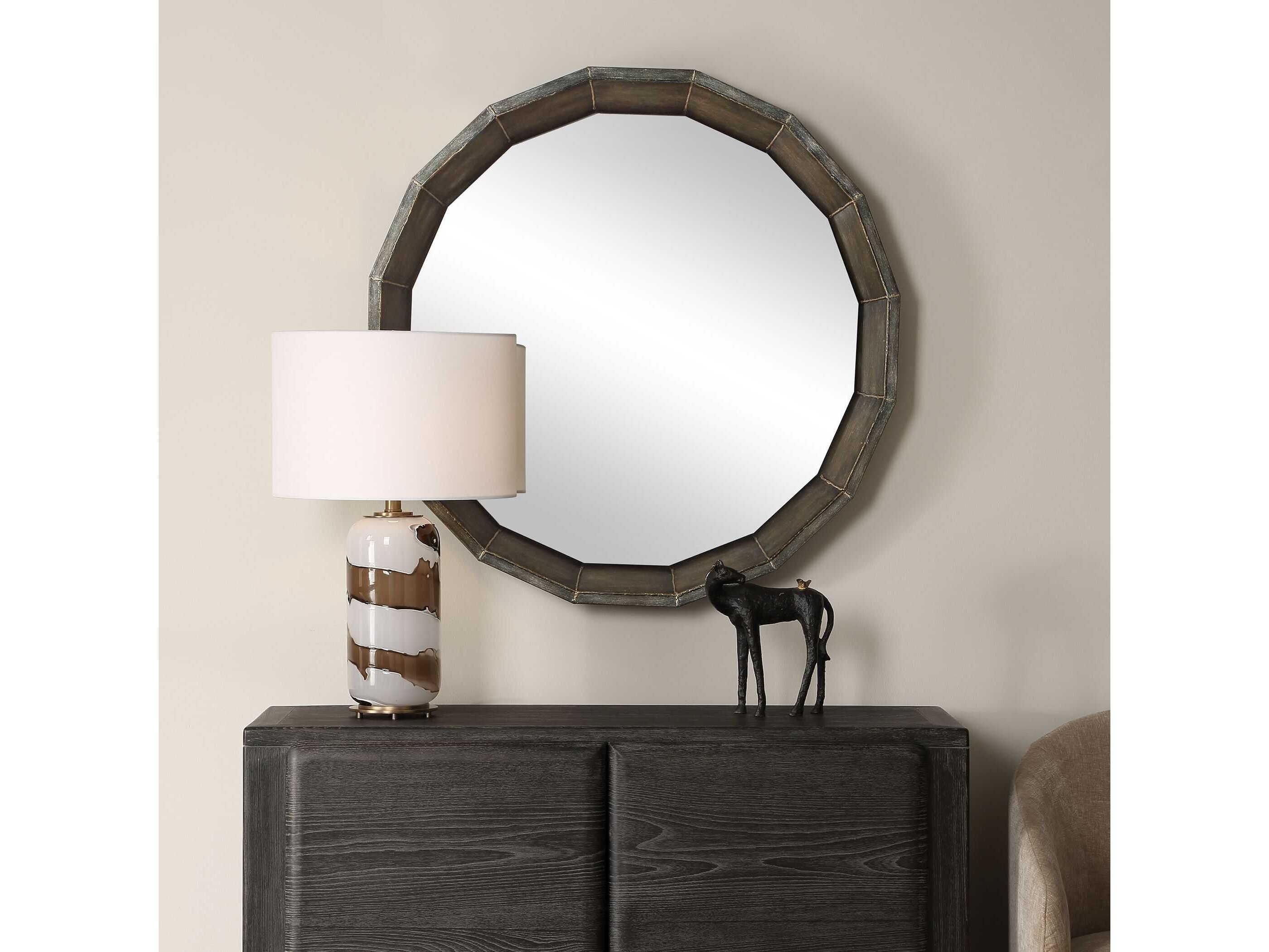 Uttermost Neve Rubbed Bronze Round Wall Mirror