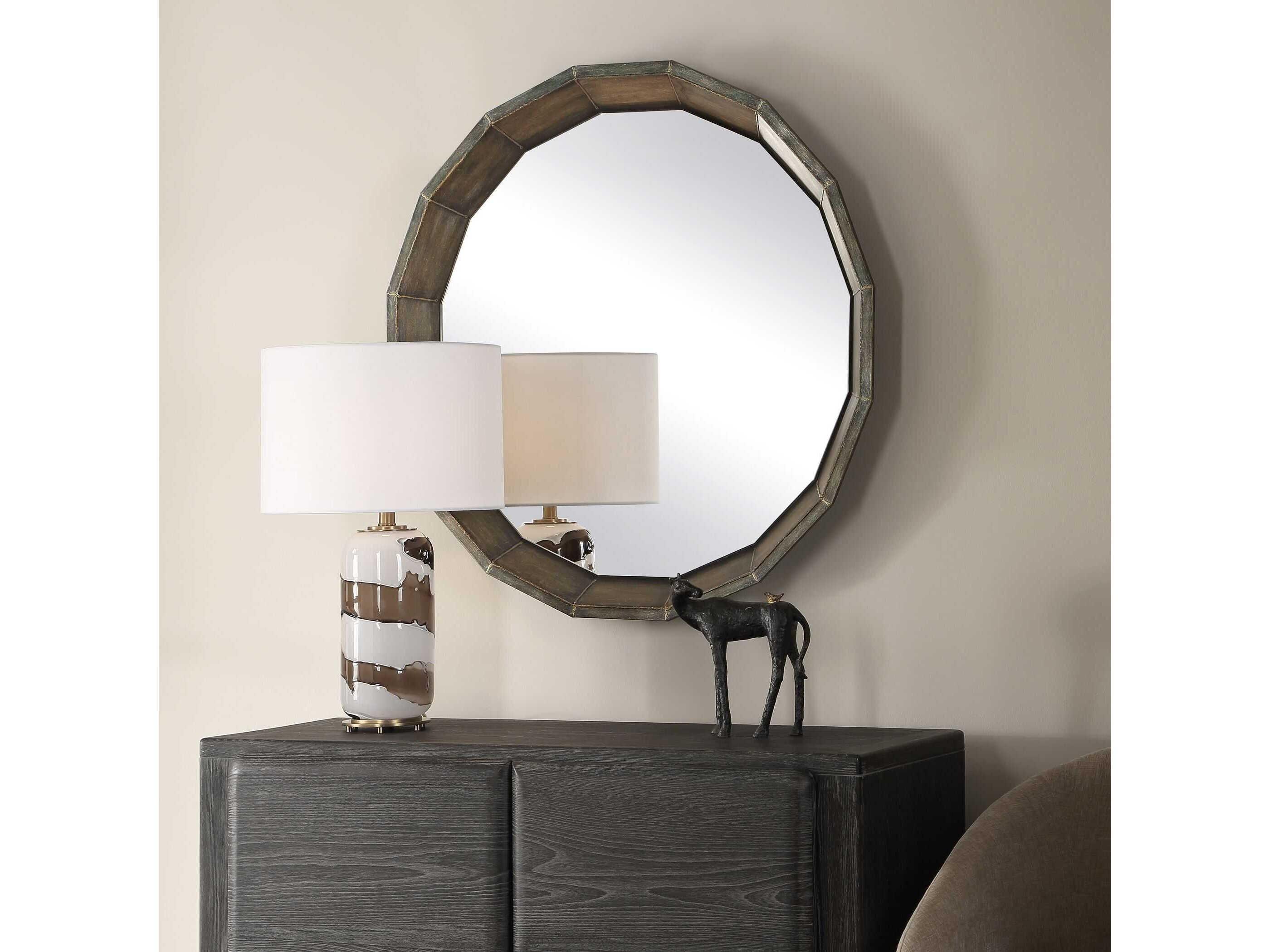 Uttermost Neve Rubbed Bronze Round Wall Mirror