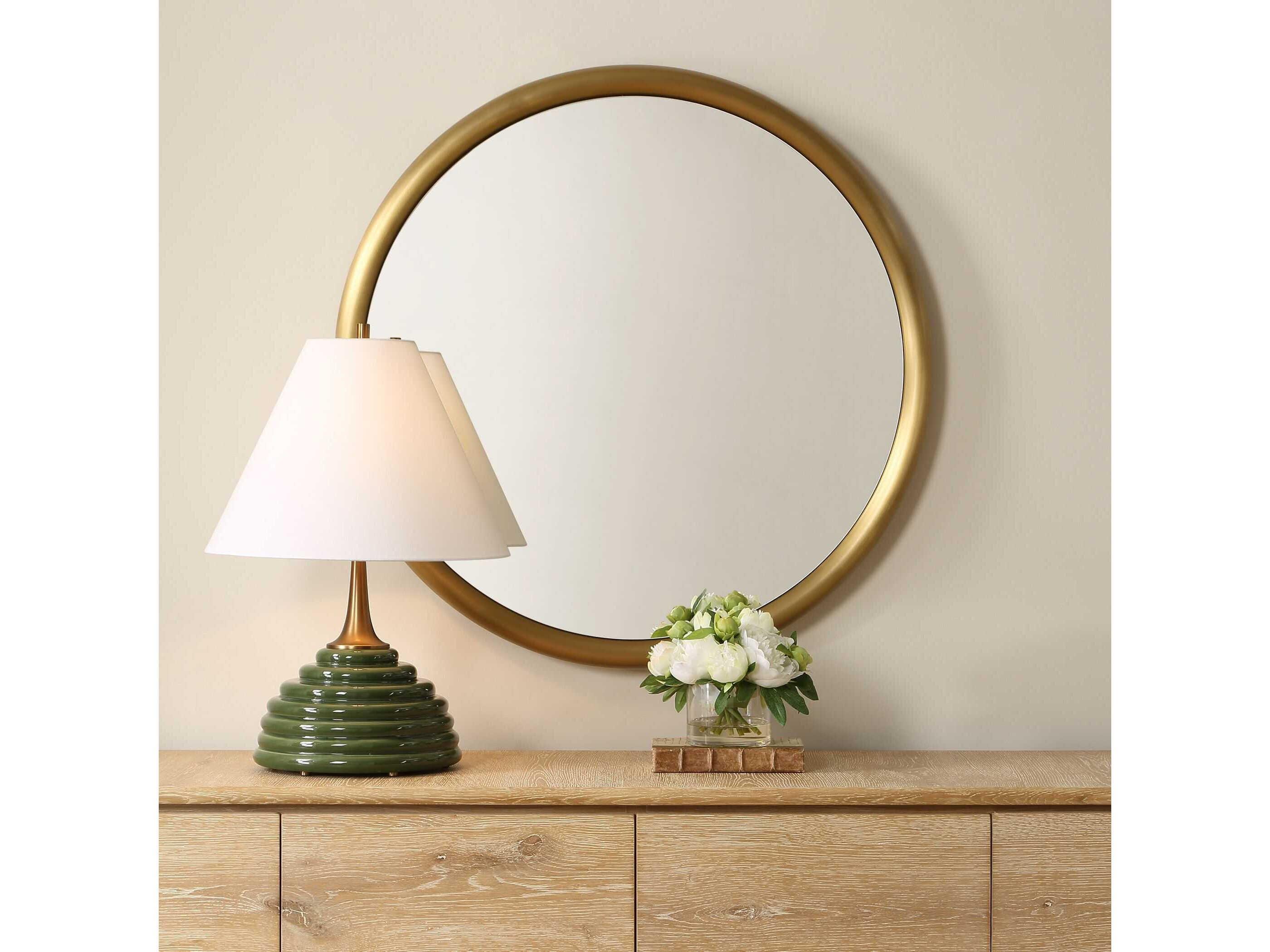 Uttermost Atkinson Antique Brass Round Wall Mirror