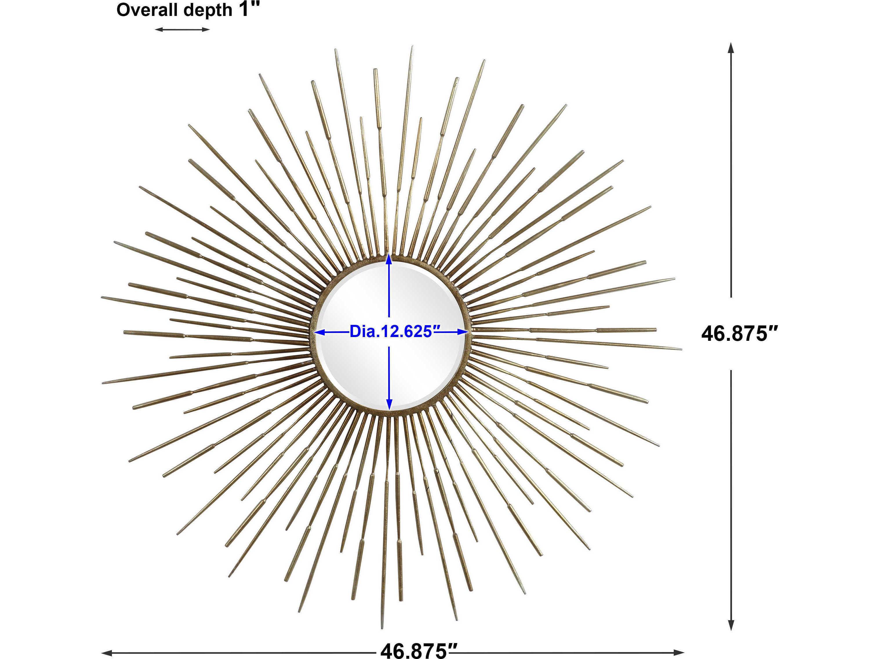 Uttermost Golden Antique Gold Leaf Sunburst Wall Mirror