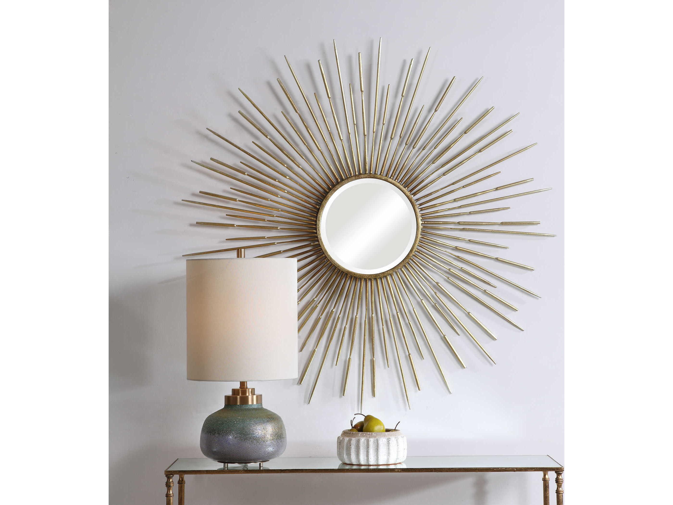 Uttermost Golden Antique Gold Leaf Sunburst Wall Mirror