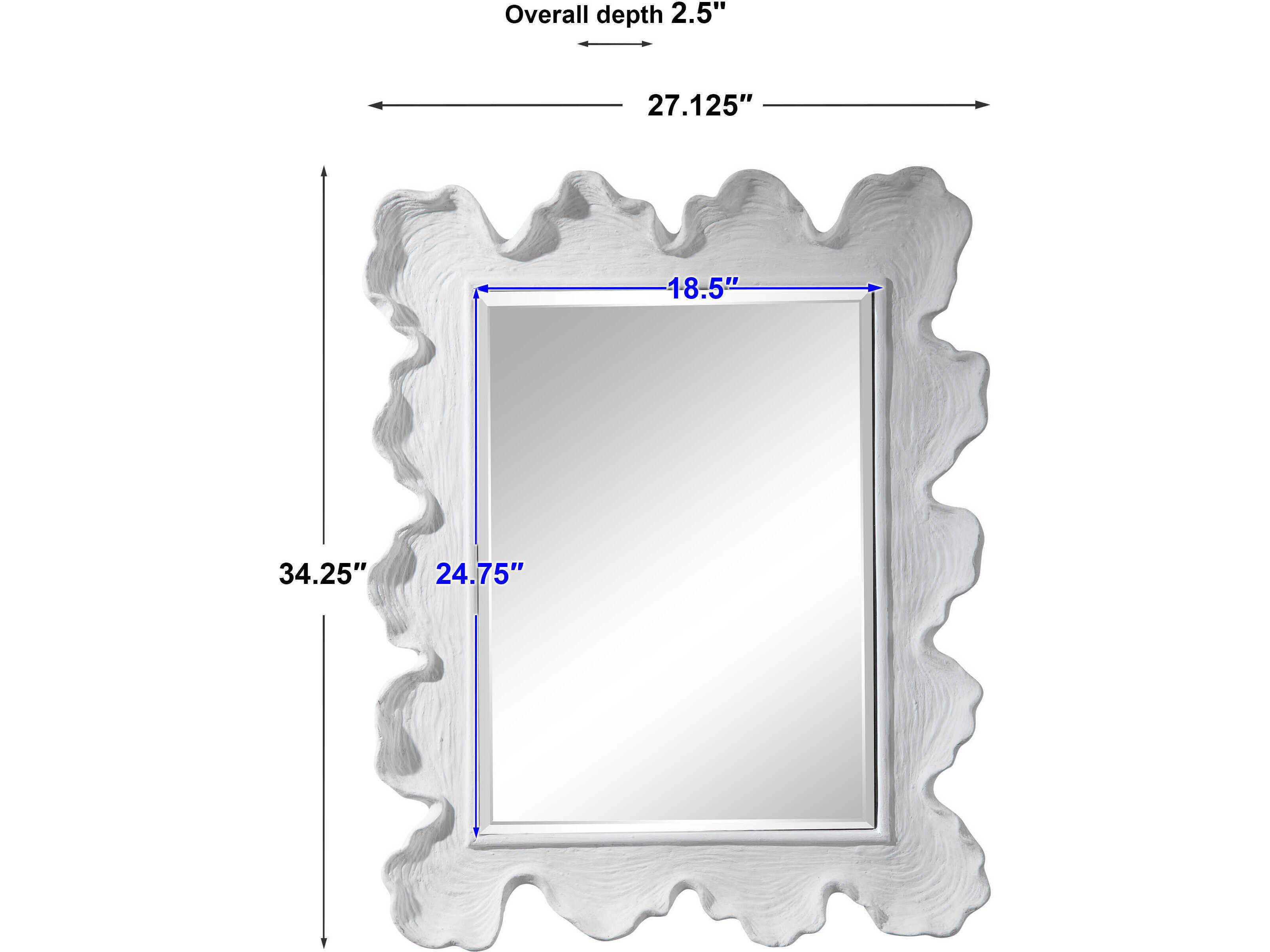 Uttermost Sea Matte White Rectangular Wall Mirror