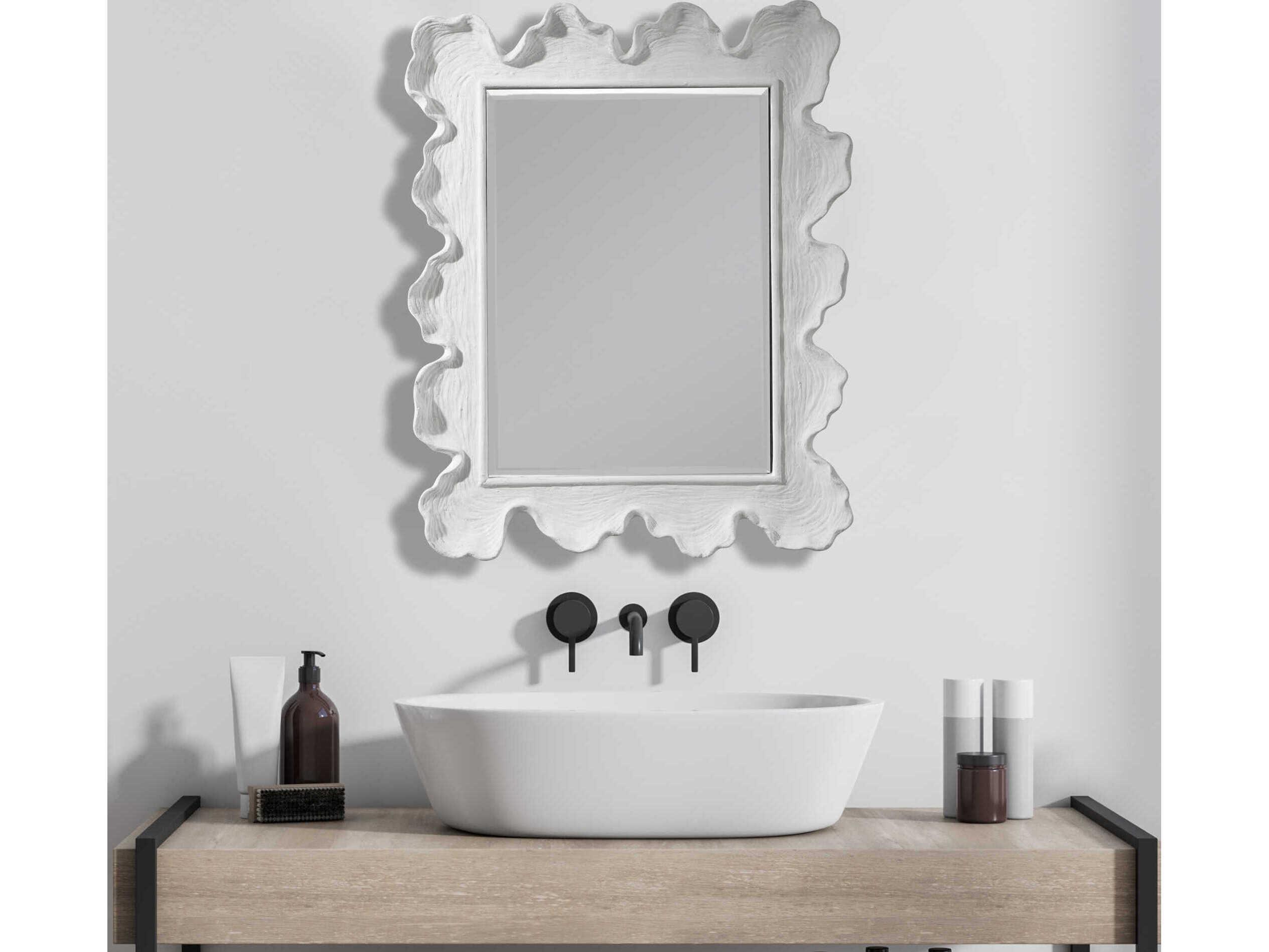 Uttermost Sea Matte White Rectangular Wall Mirror