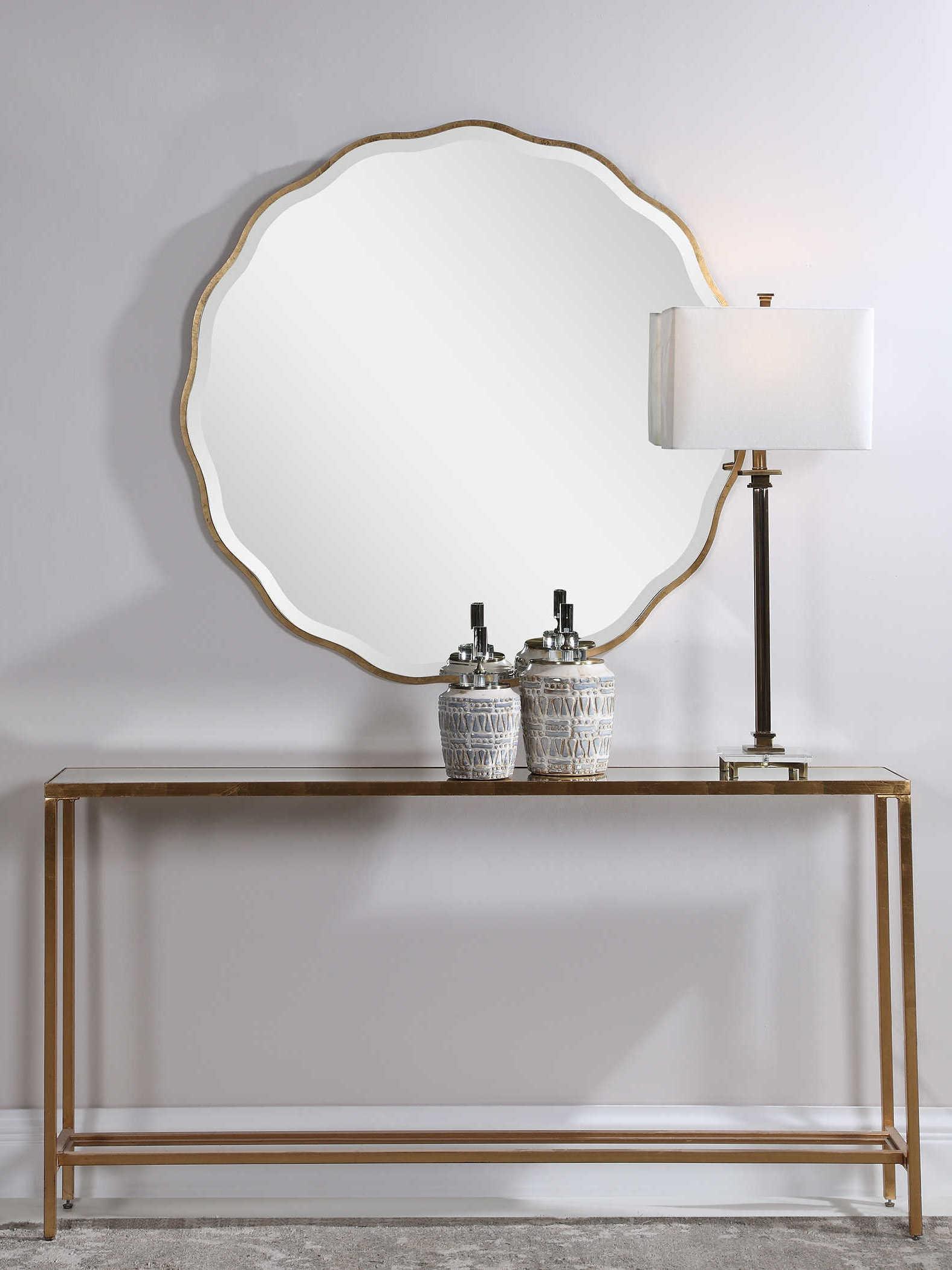 Uttermost Aneta Aged Gold Round Wall Mirror