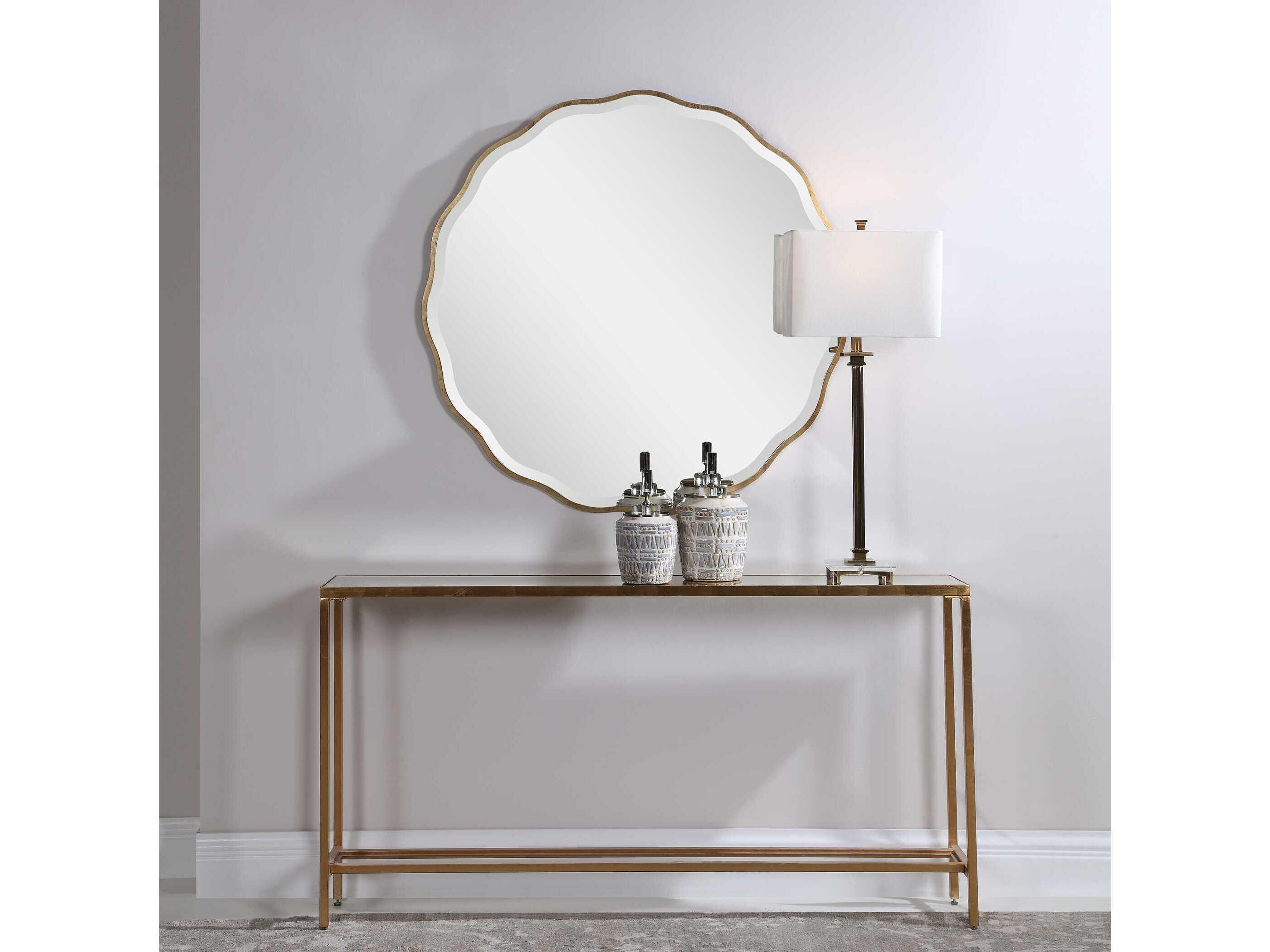 Uttermost Aneta Aged Gold Round Wall Mirror