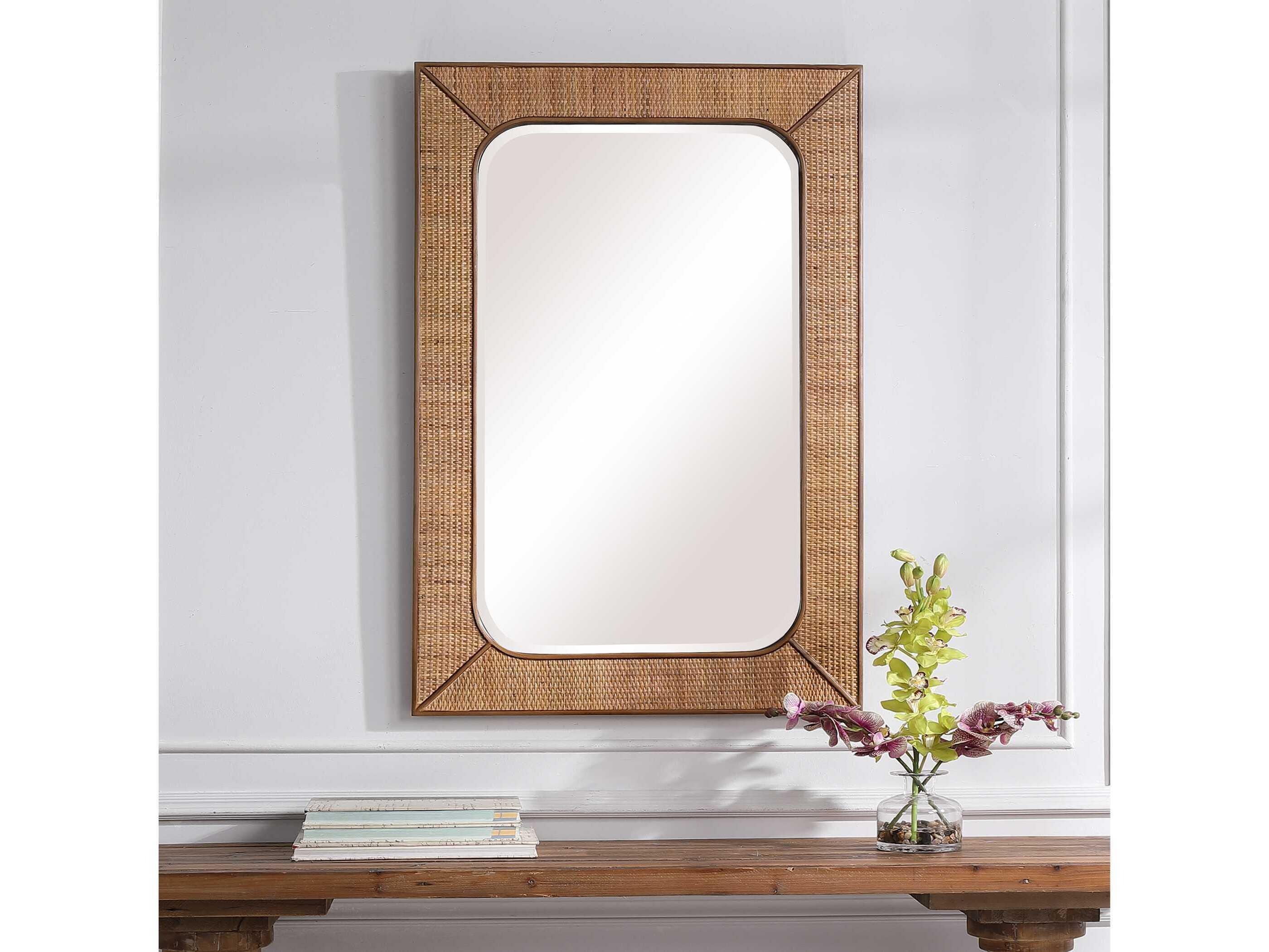 Uttermost Tahiti Warm Maple Stain Rectangular Wall Mirror