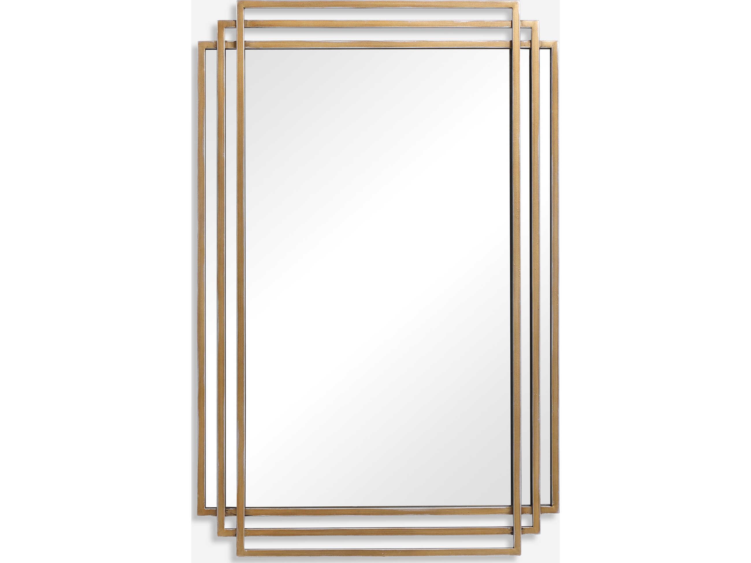 Uttermost Amherst Distressed Brushed Gold Rectangular Wall Mirror