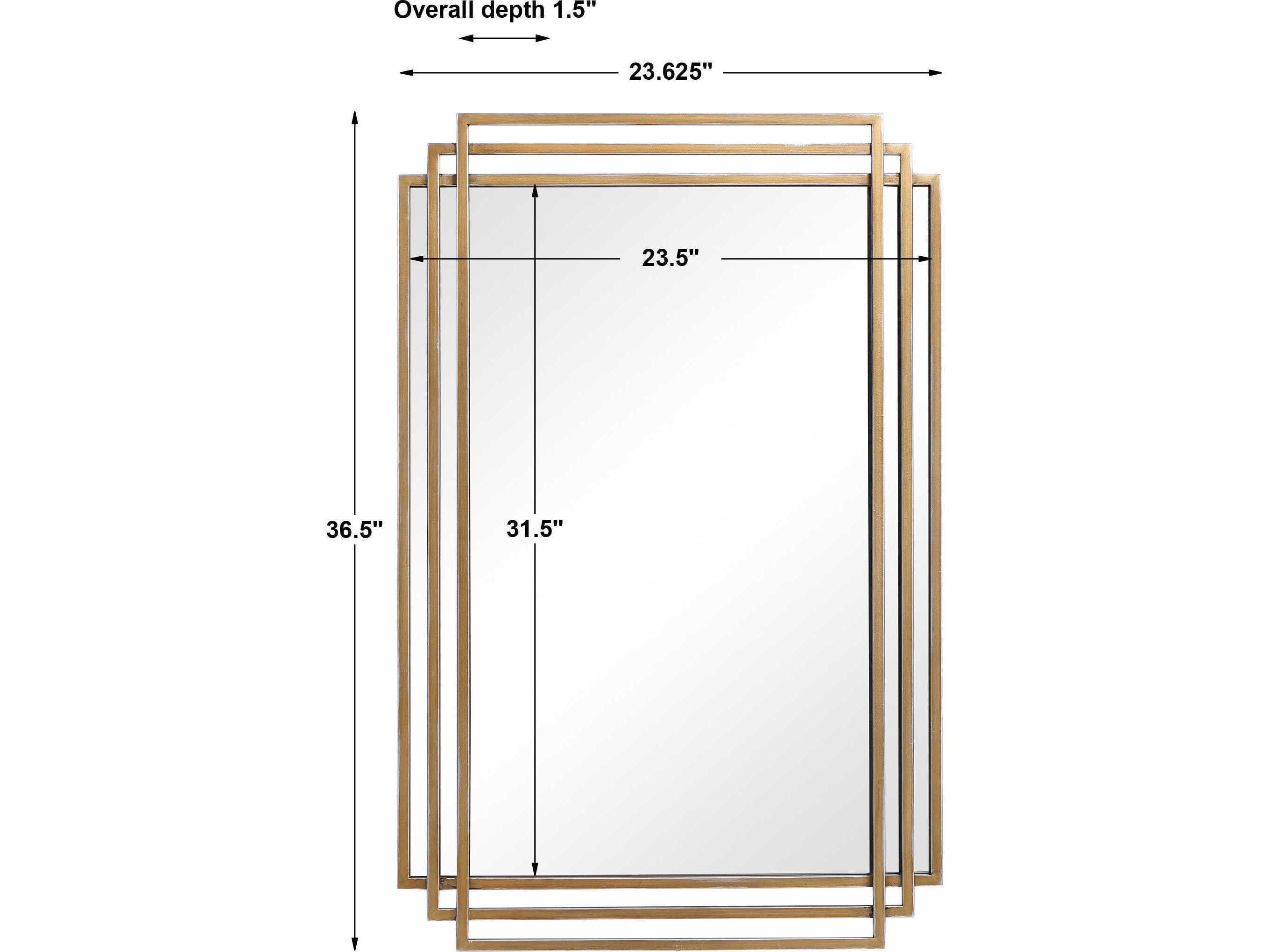 Uttermost Amherst Distressed Brushed Gold Rectangular Wall Mirror