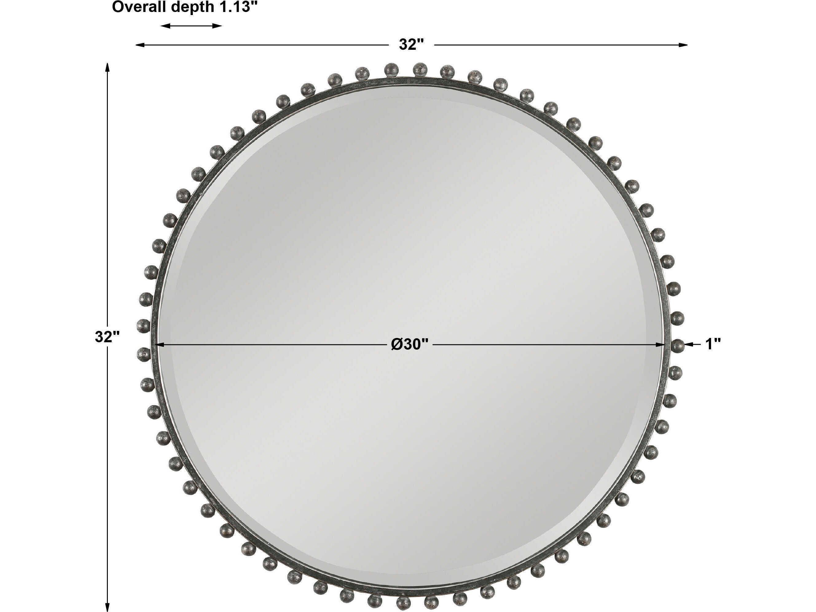 Uttermost Taza Distressed Black / Light Gray Round Wall Mirror