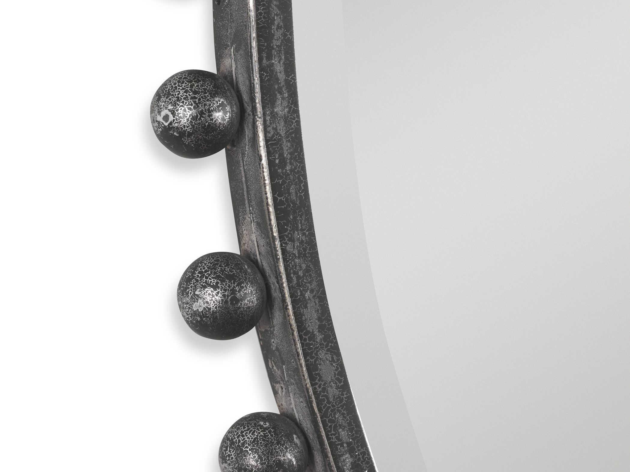 Uttermost Taza Distressed Black / Light Gray Round Wall Mirror