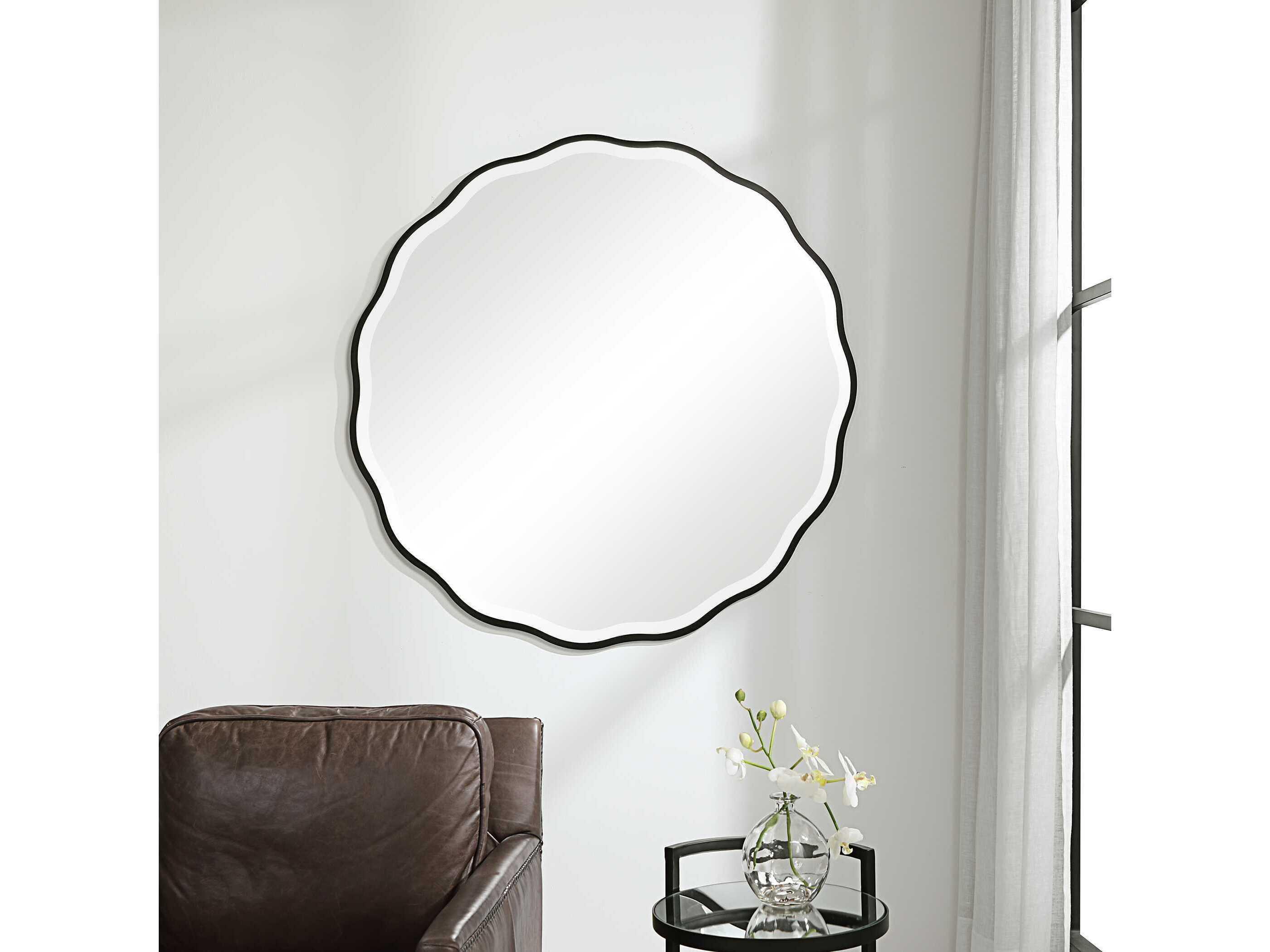 Uttermost Aneta Satin Black Round Wall Mirror