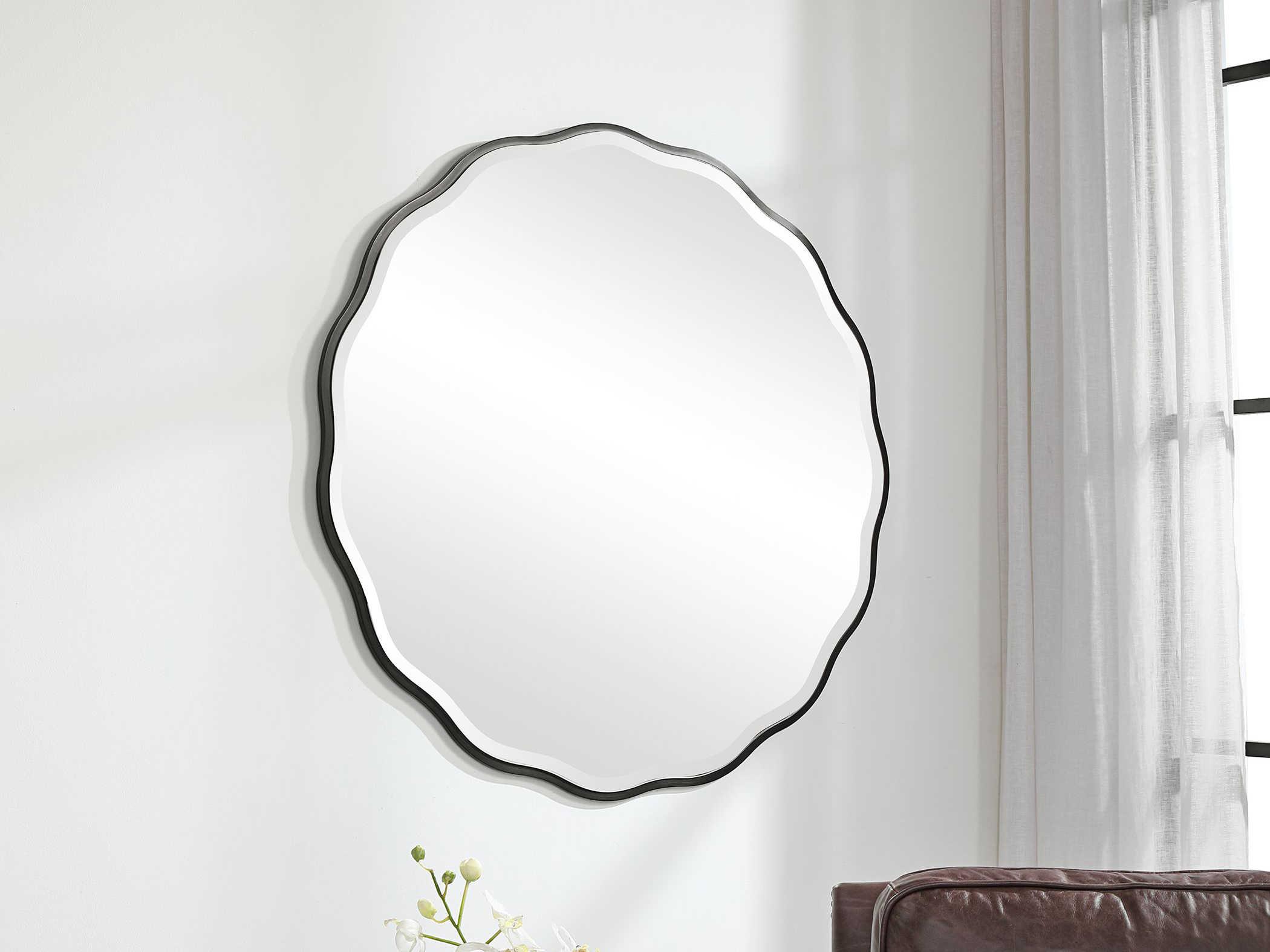 Uttermost Aneta Satin Black Round Wall Mirror