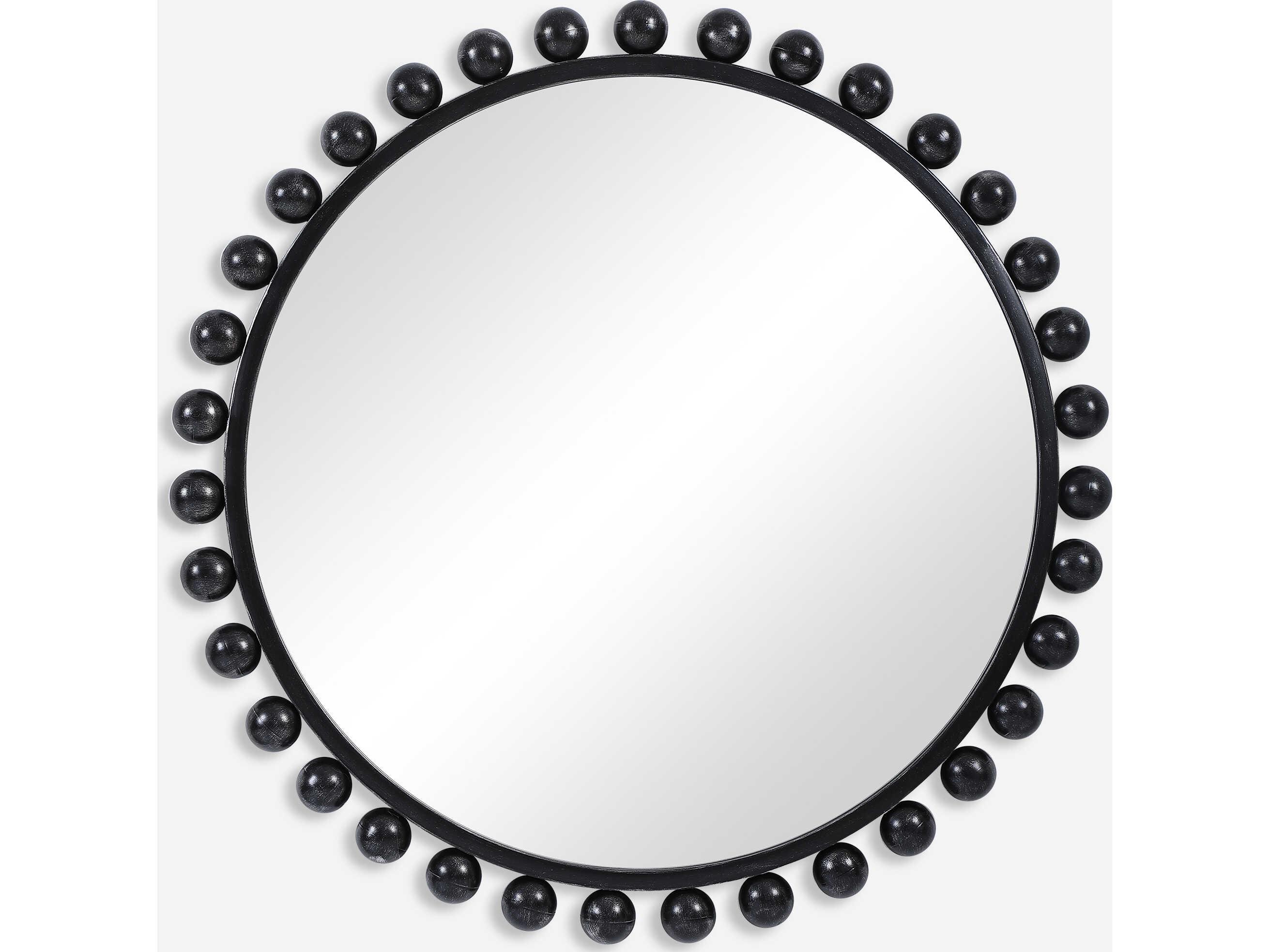 Uttermost Cyra Distressed Black Round Wall Mirror