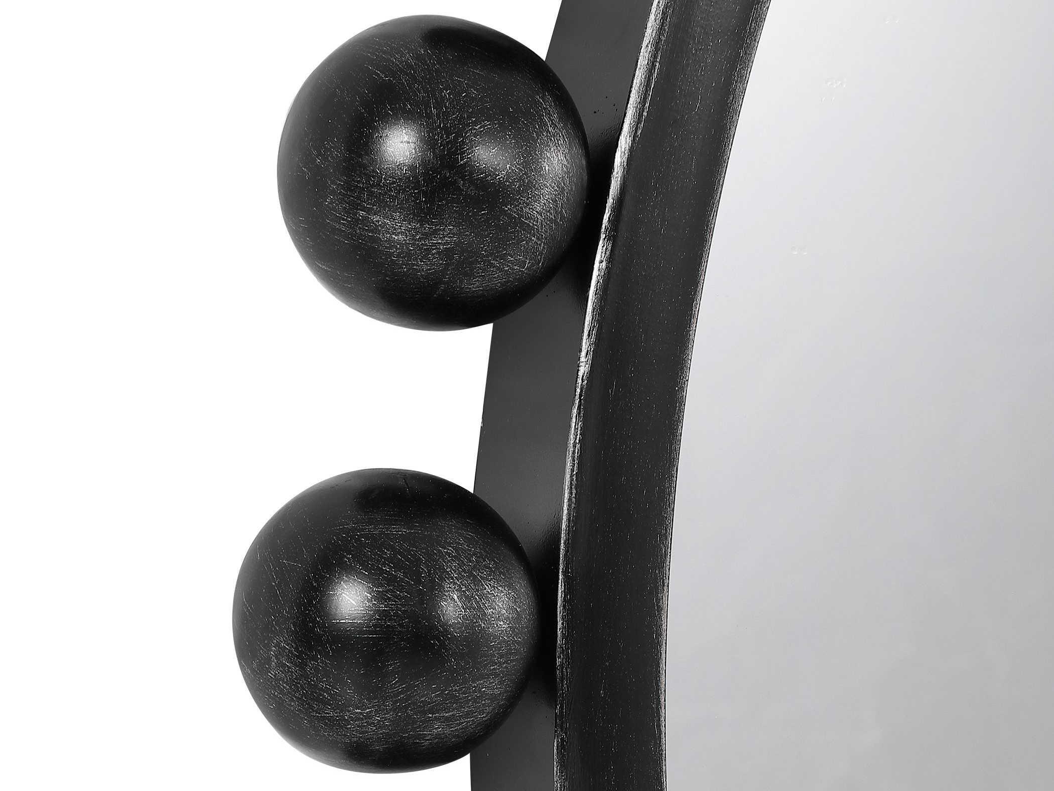 Uttermost Cyra Distressed Black Round Wall Mirror