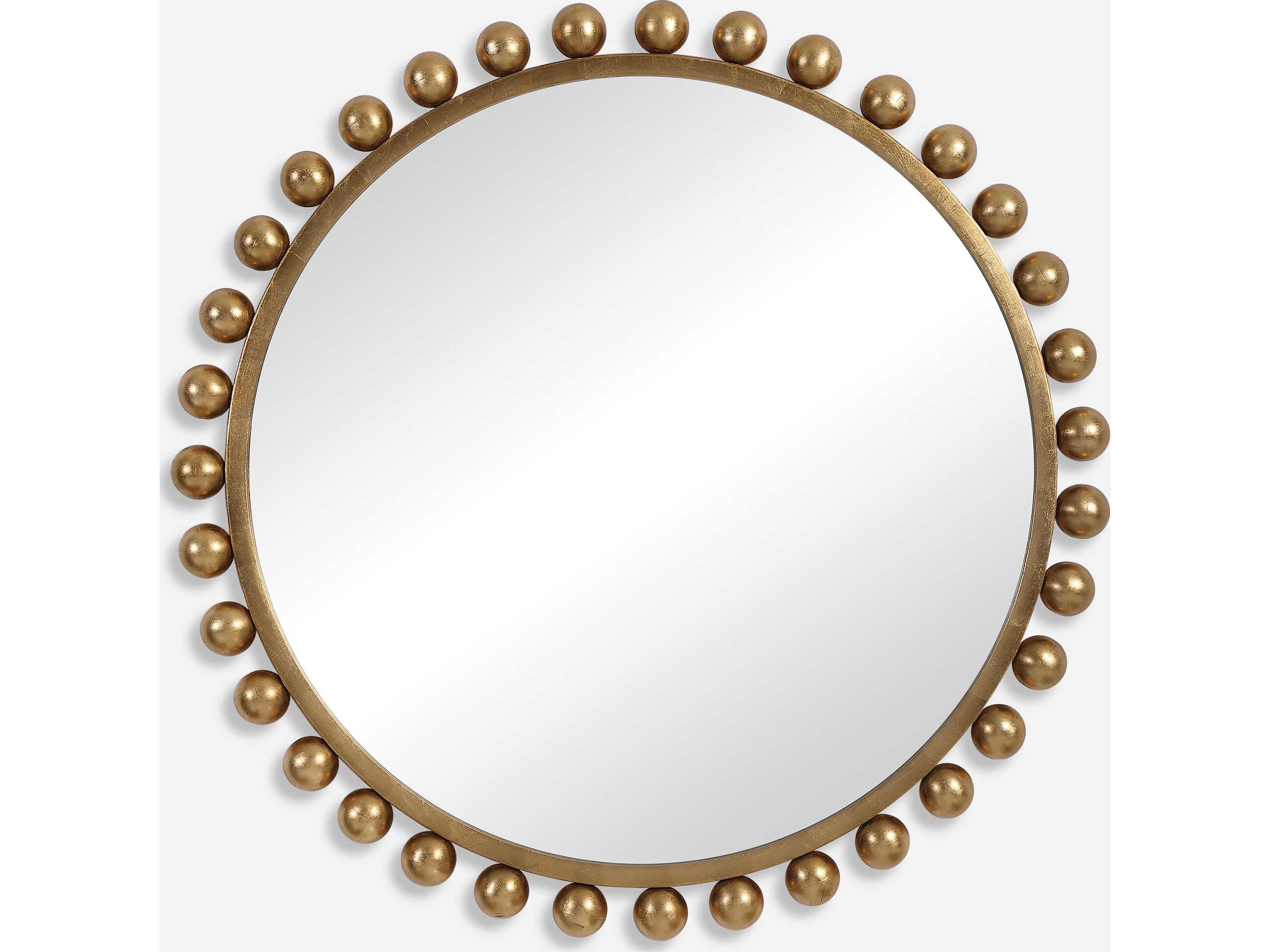 Uttermost Cyra Metallic Gold Leaf Round Wall Mirror