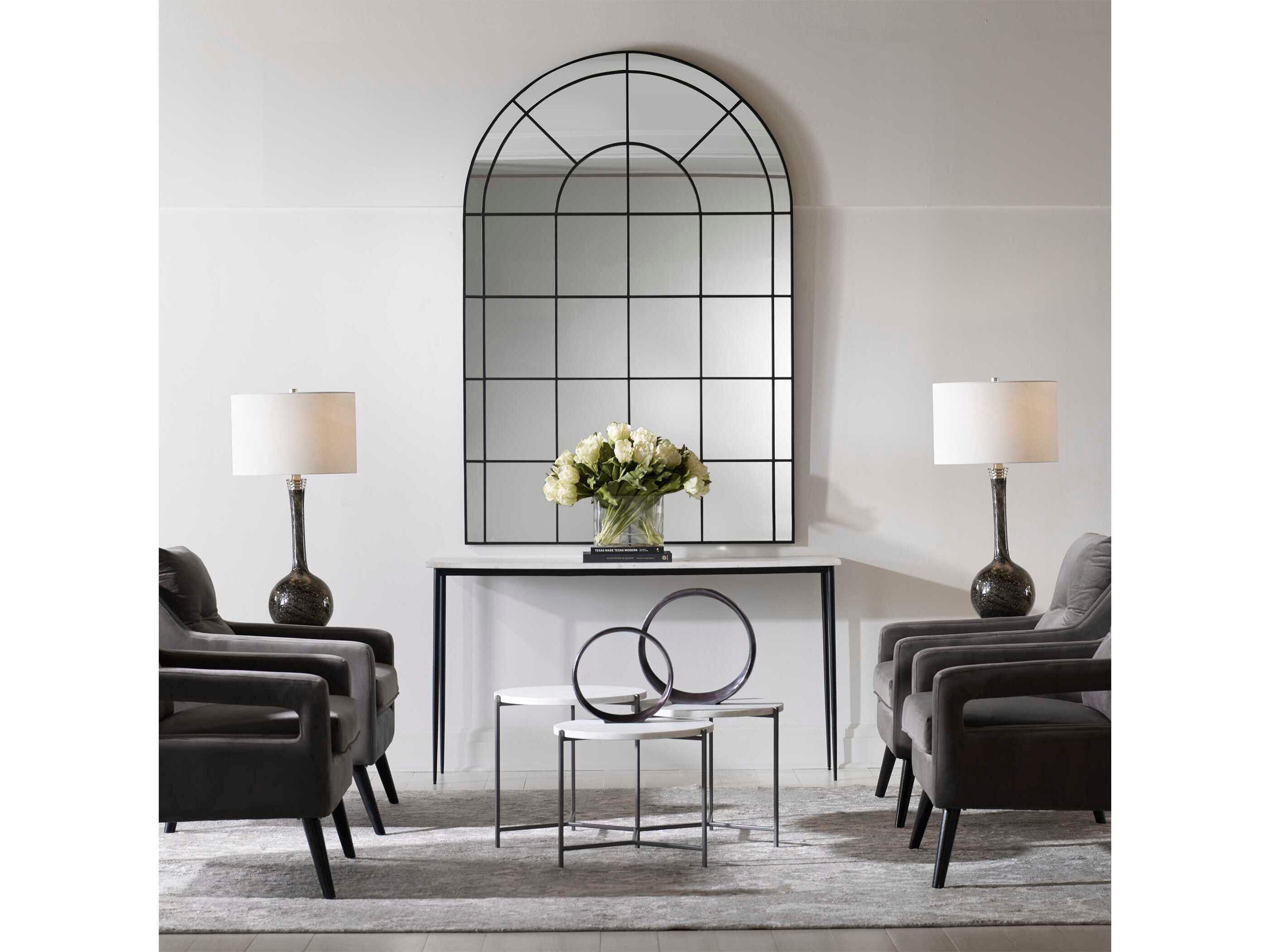 Uttermost Grantola Satin Black Arch Wall Mirror