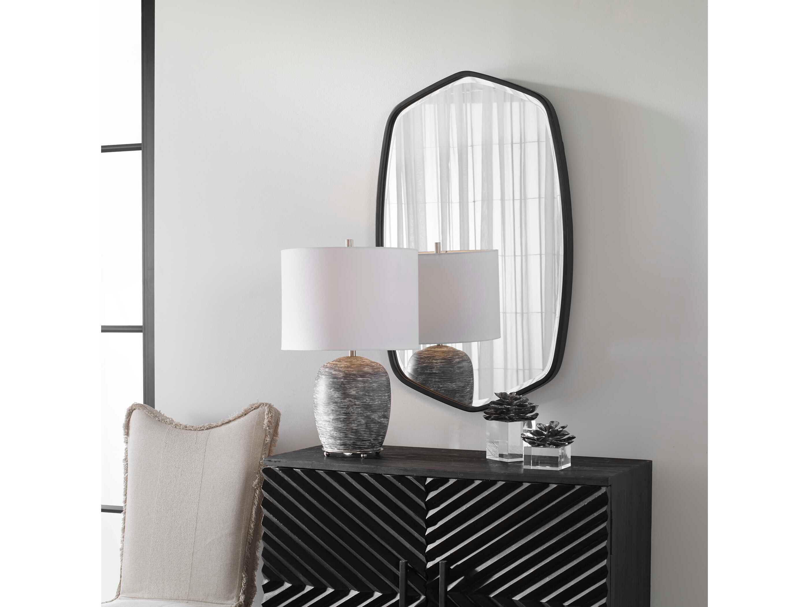 Uttermost Duronia Streamlined Satin Black Wall Mirror