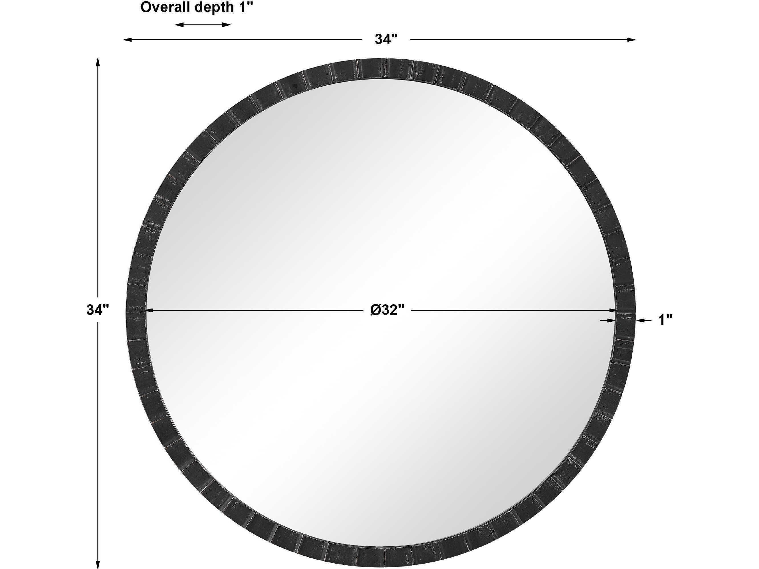 Uttermost Dandridge Distressed Matte Black Round Wall Mirror