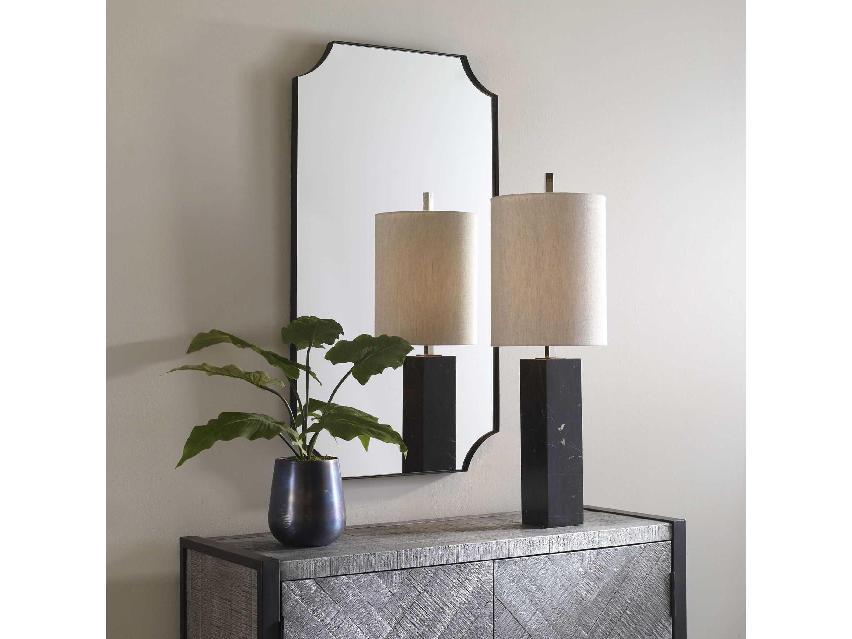 Uttermost Lennox Satin Black Rectangular Wall Mirror